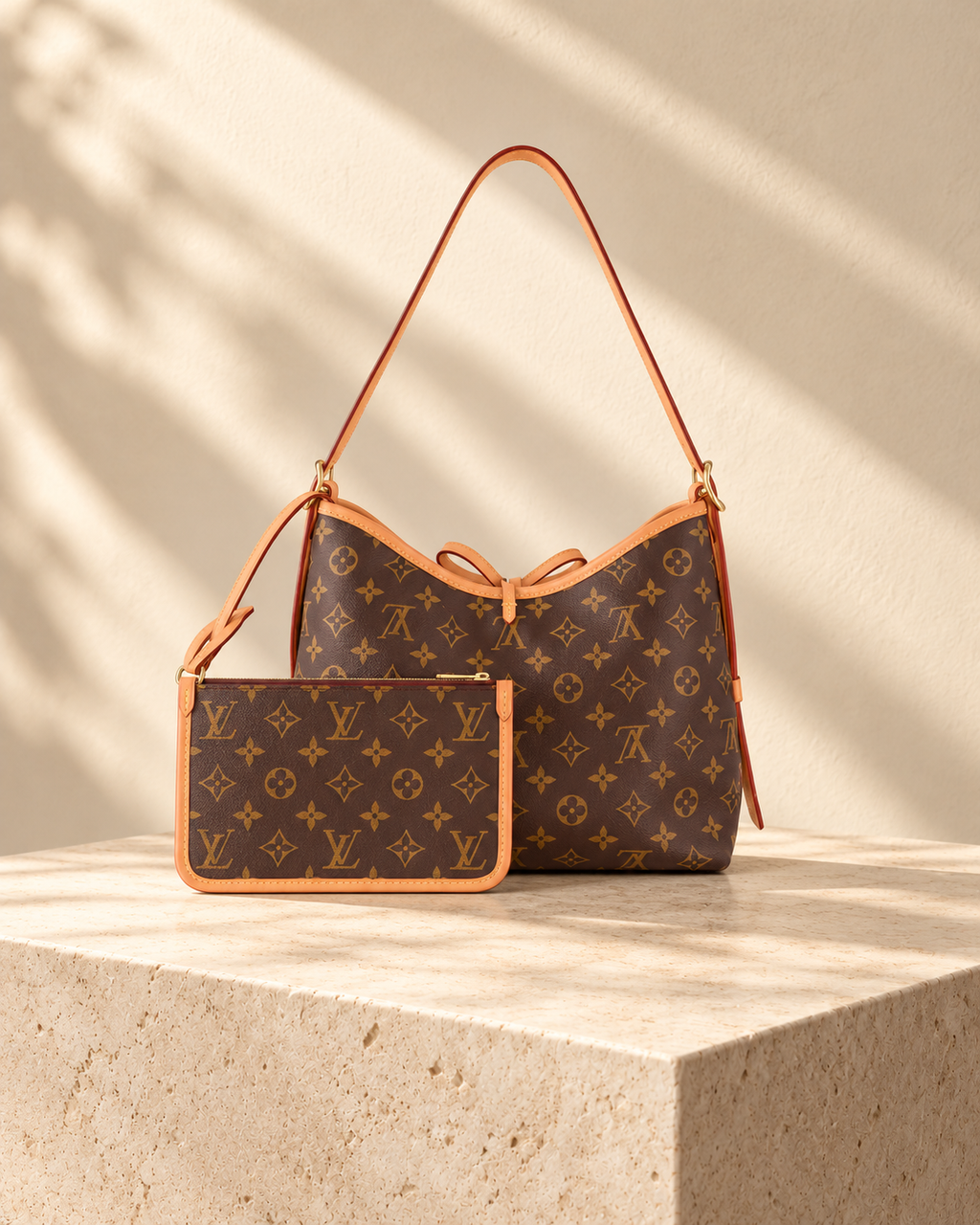 Lison tote bag — Brown print, small size