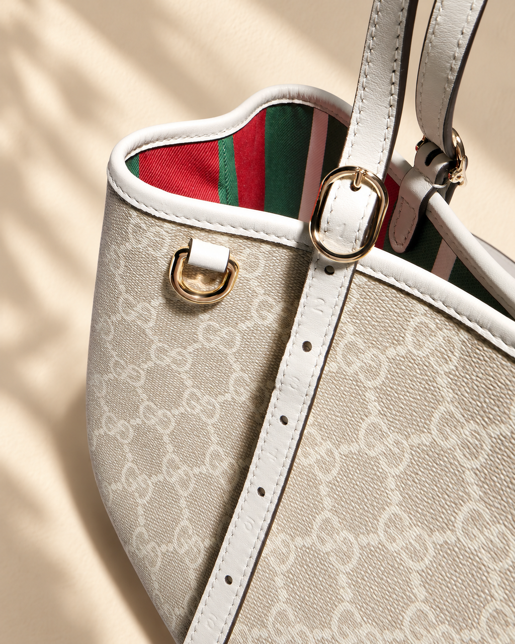 Borsa shopper Solène — Beige e bianco
