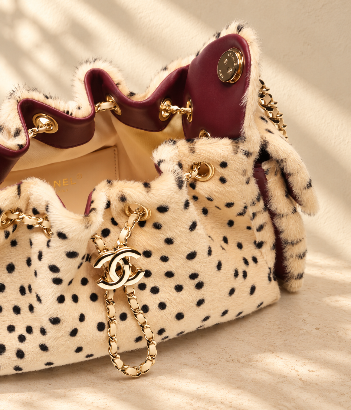 Ornella crossbody bag — Beige and black leopard print