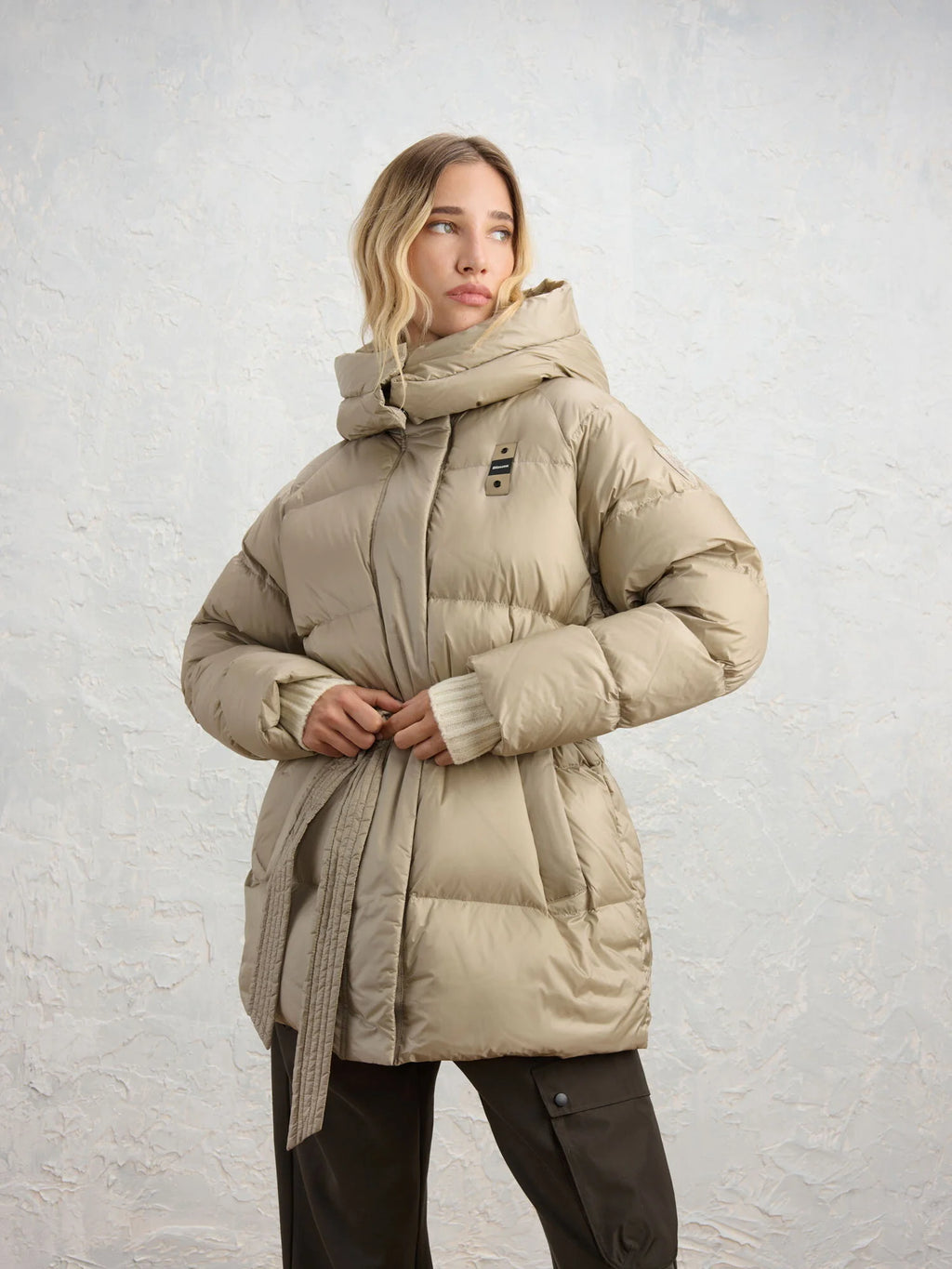 Blauer Granger long down jacket — Fog grey