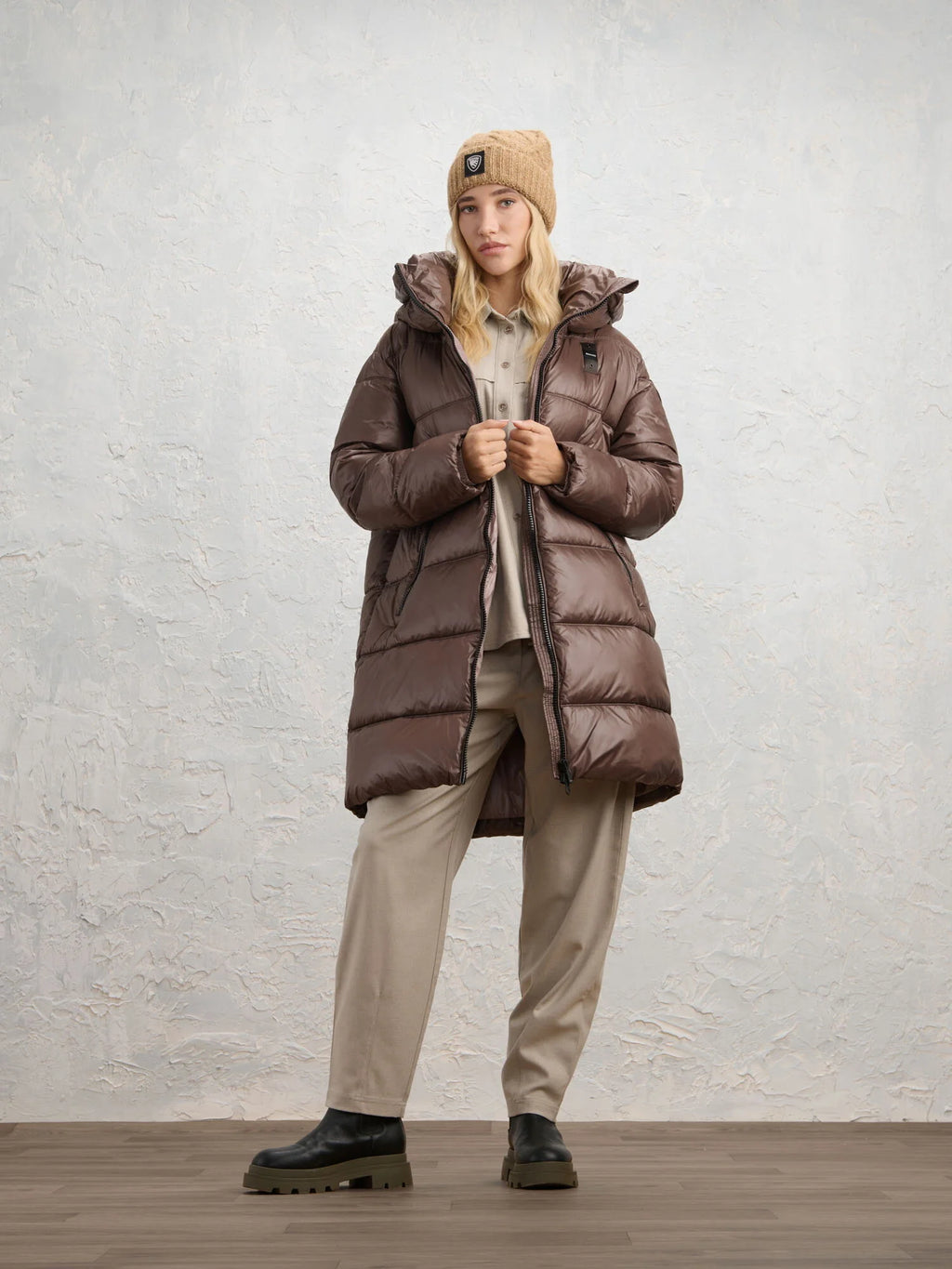 Piumino lungo Blauer Armory — Marrone — vista 3
