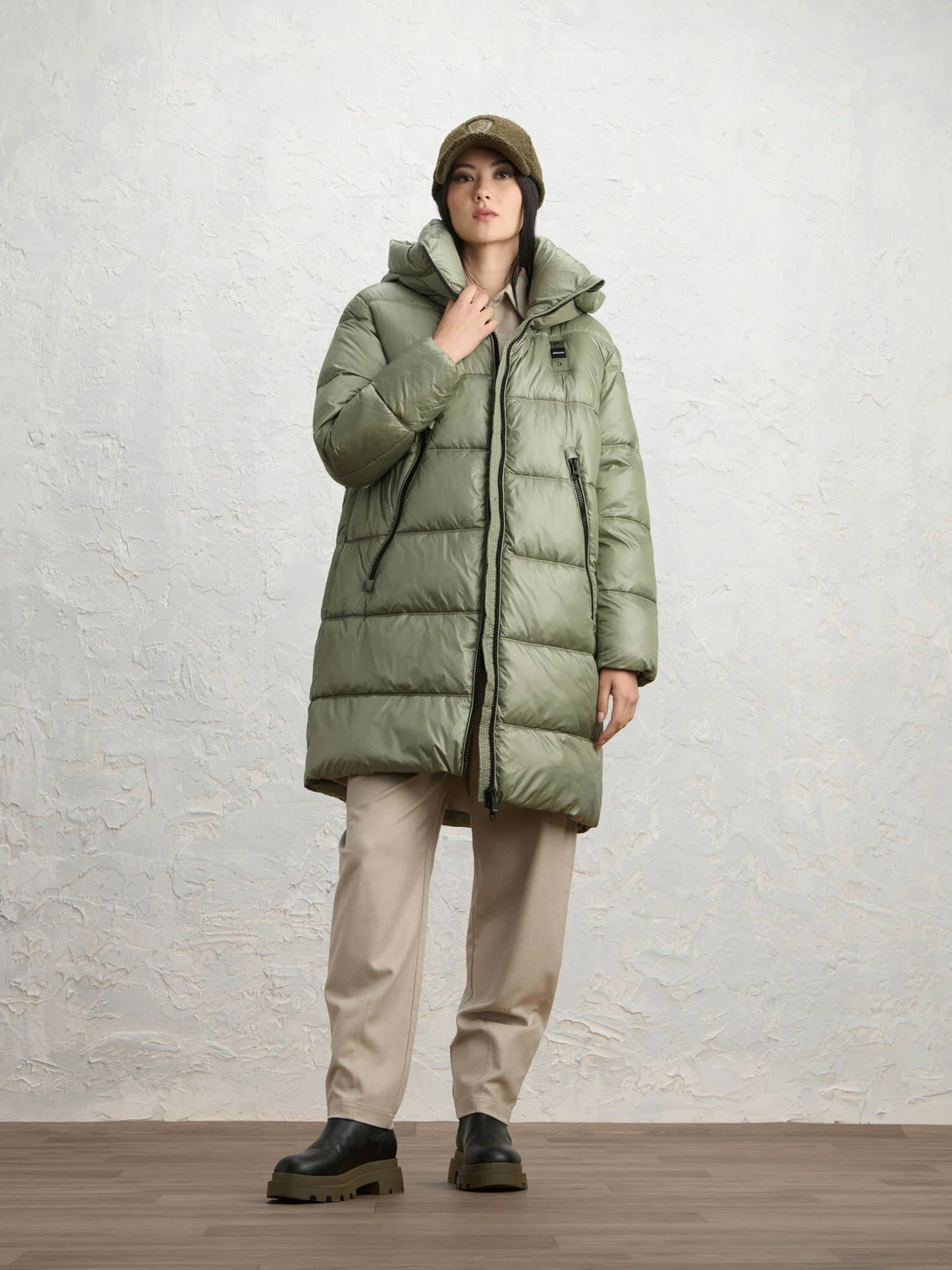 Blauer Armory long down jacket — Oil green — view 3