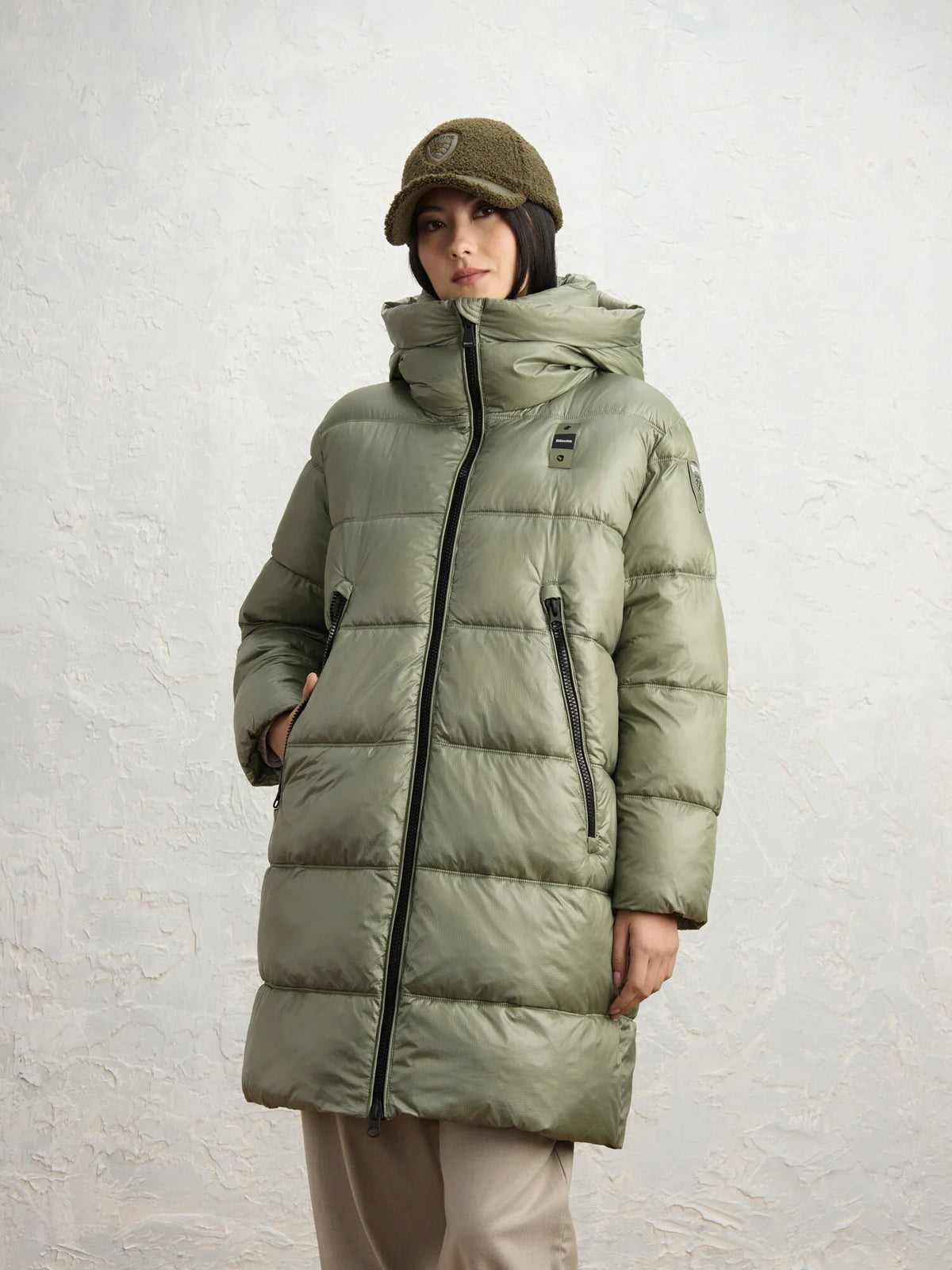 Blauer Armory long down jacket — Oil green