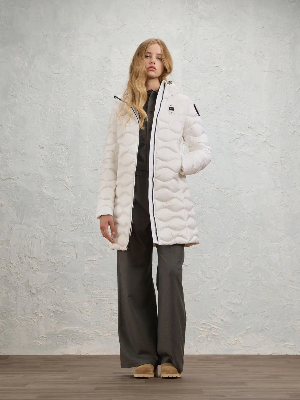 Piumino lungo Blauer Lyne — Bianco ottico — vista 3