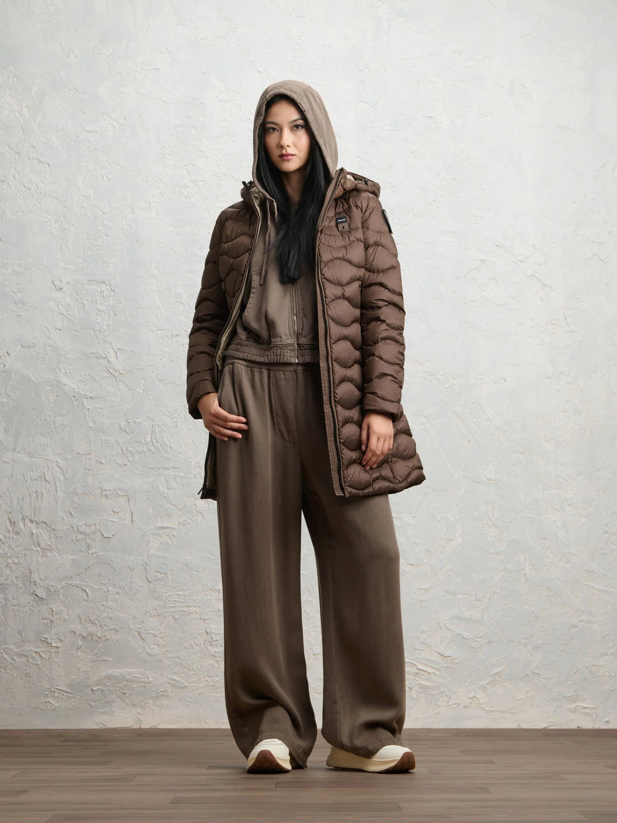 Piumino lungo Blauer Lyne — Marrone — vista 3