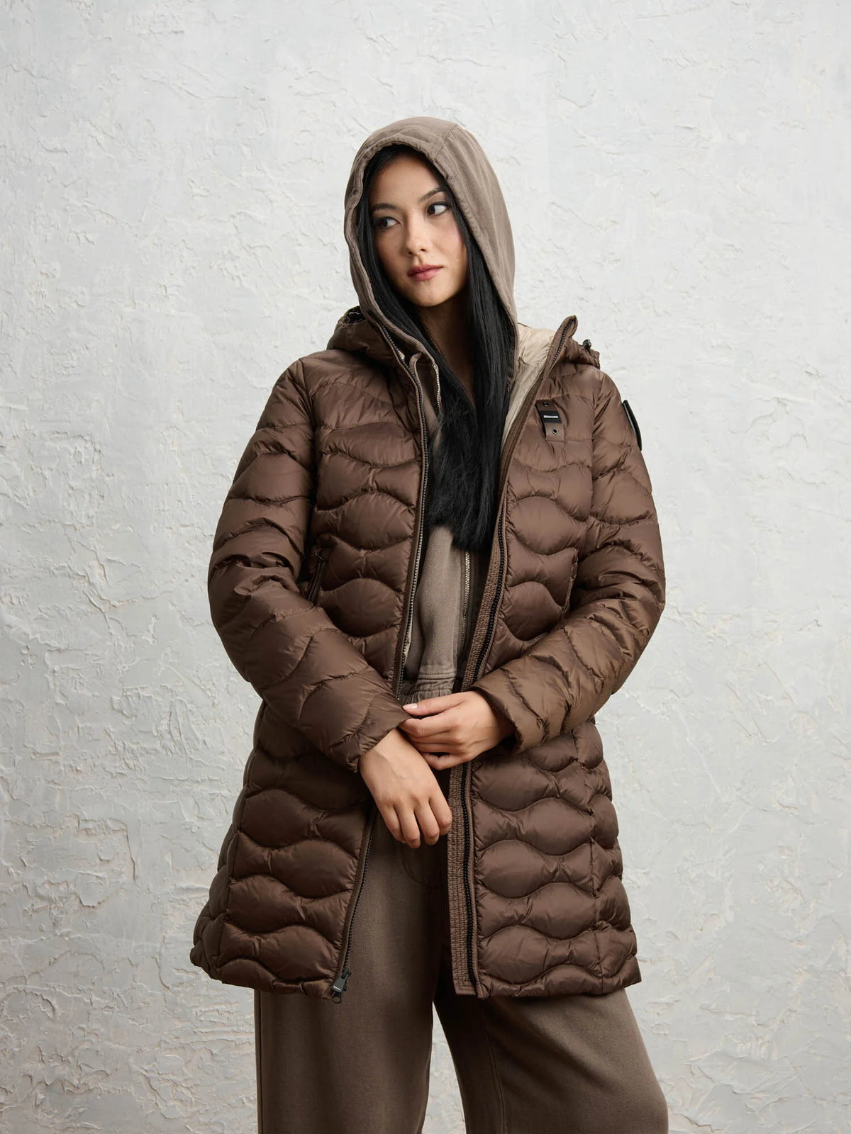 Piumino lungo Blauer Lyne — Marrone