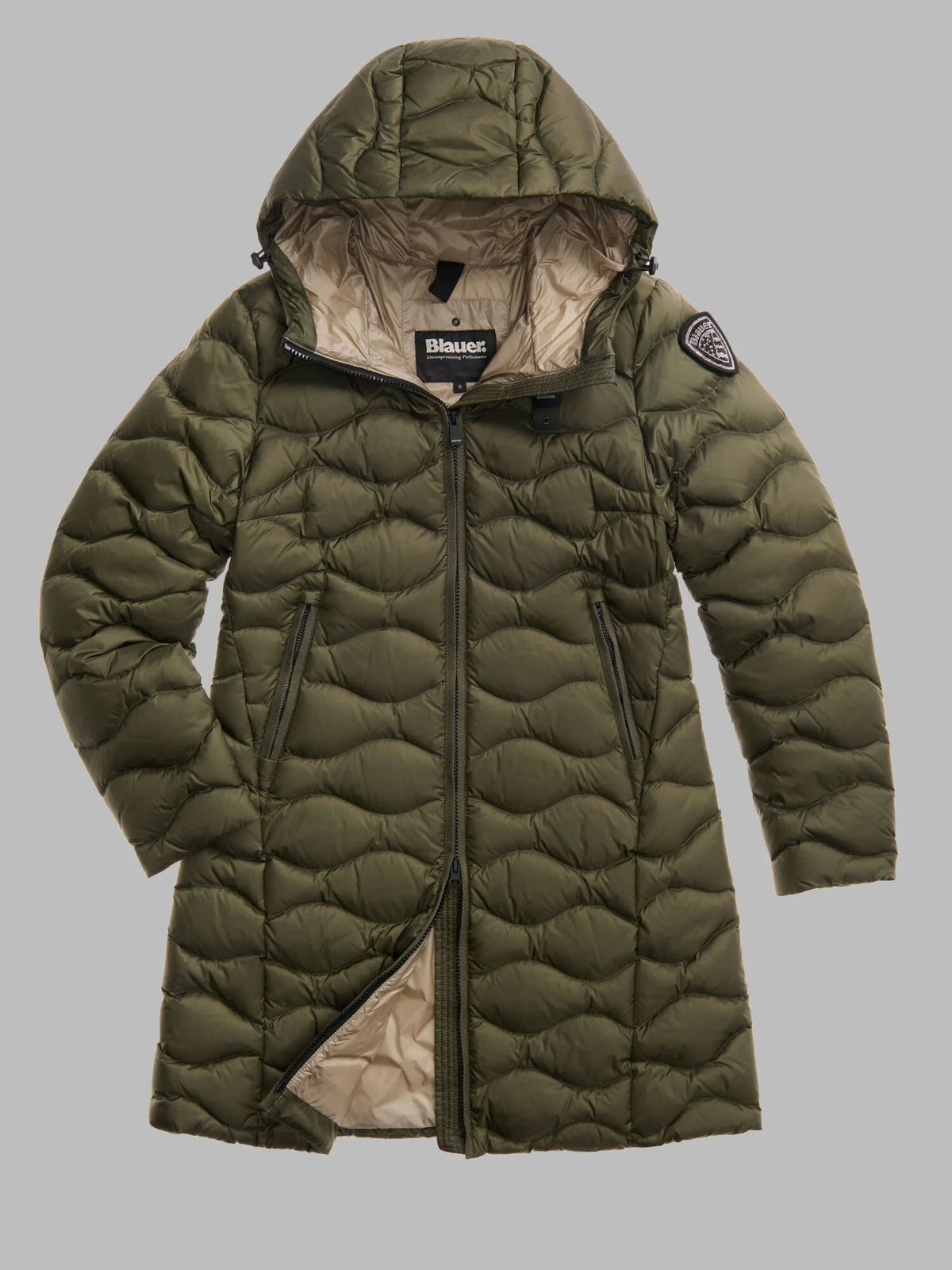 Blauer Lyne long down jacket — Dark olive — view 2