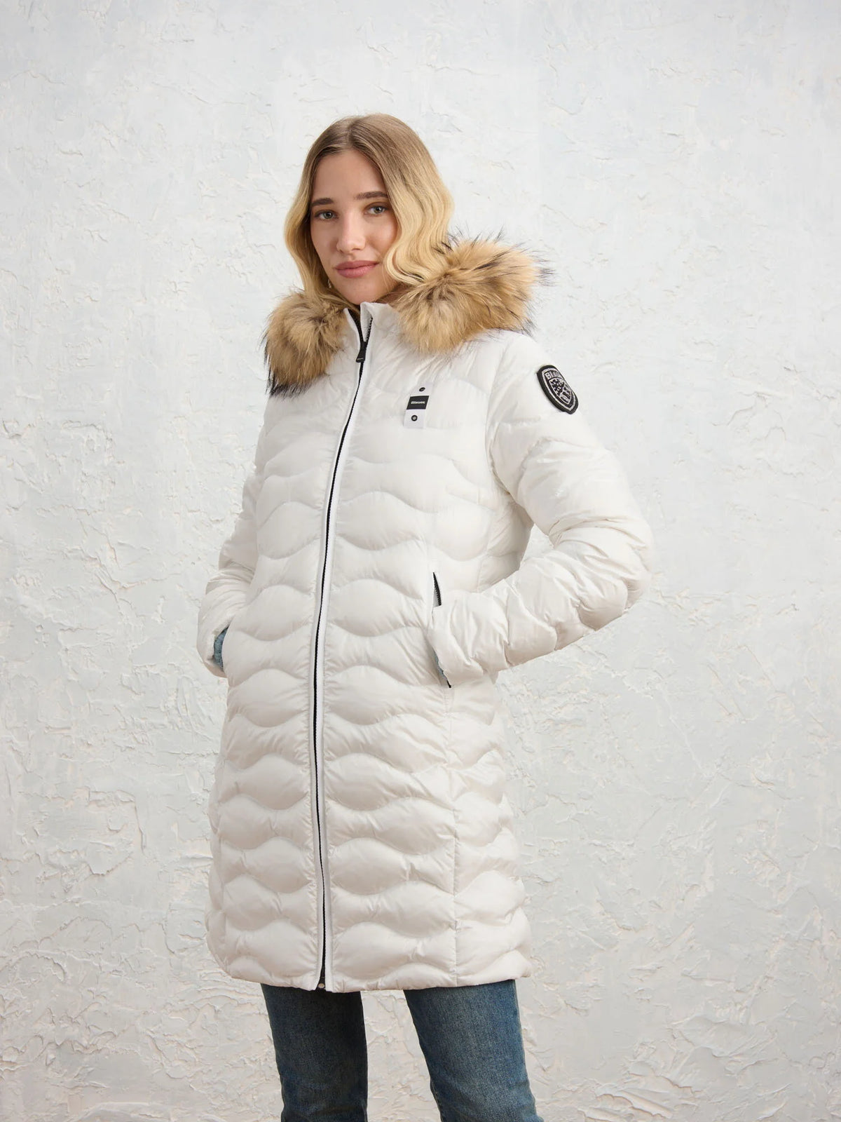 Blauer Lynel long down jacket — Optical white