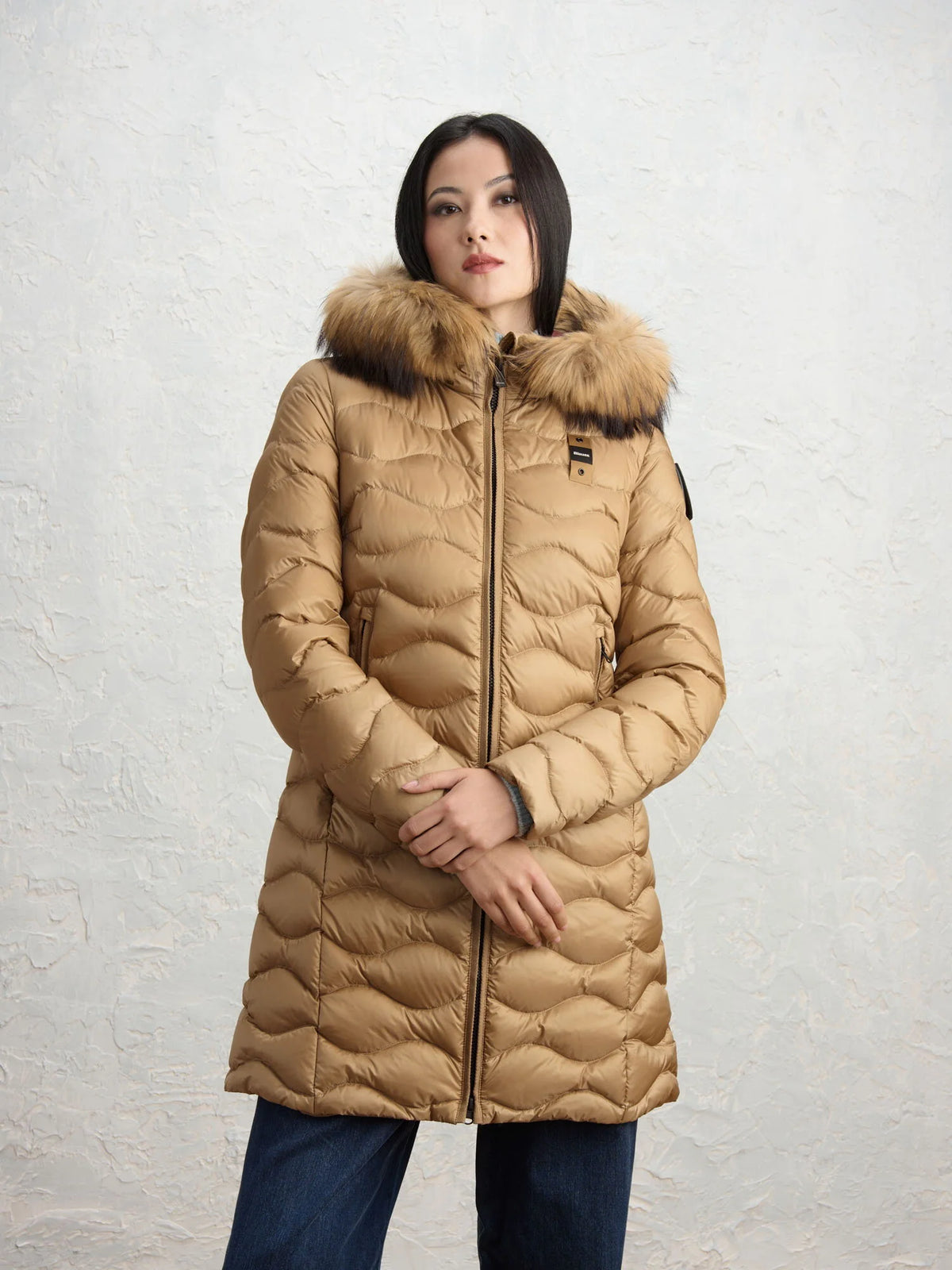 Blauer Lynel long down jacket — Café au lait