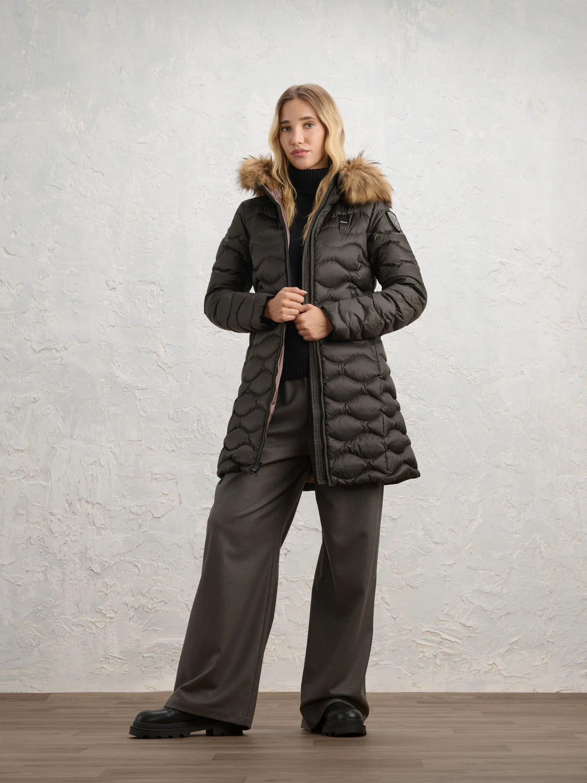 Blauer Lynel long down jacket — Peat — view 3