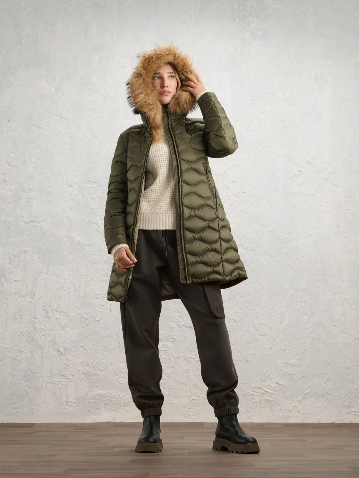 Blauer Lynel long down jacket — Dark olive — view 3