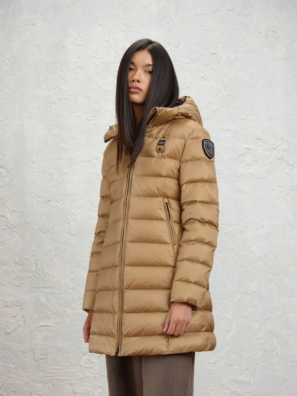 Blauer Agnes long down jacket — Café au lait