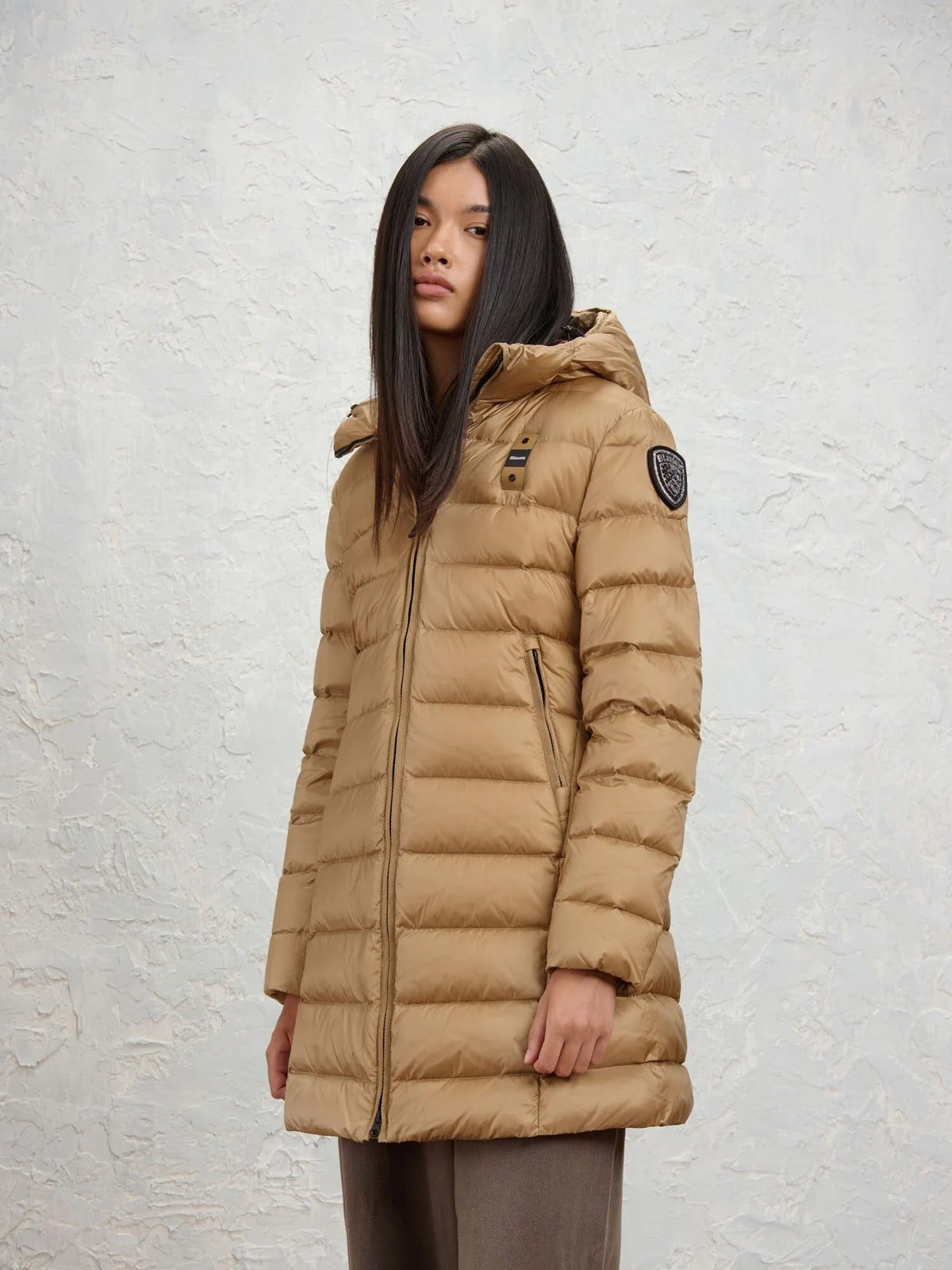Blauer Agnes long down jacket — Café au lait