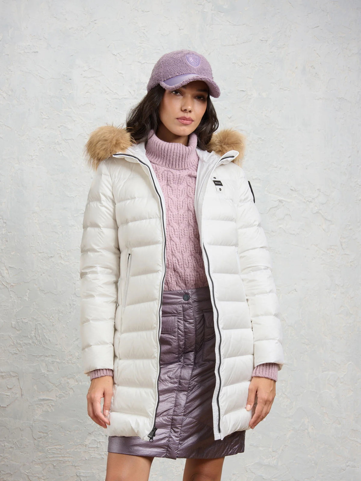 Blauer Kristin long down jacket — Optical white