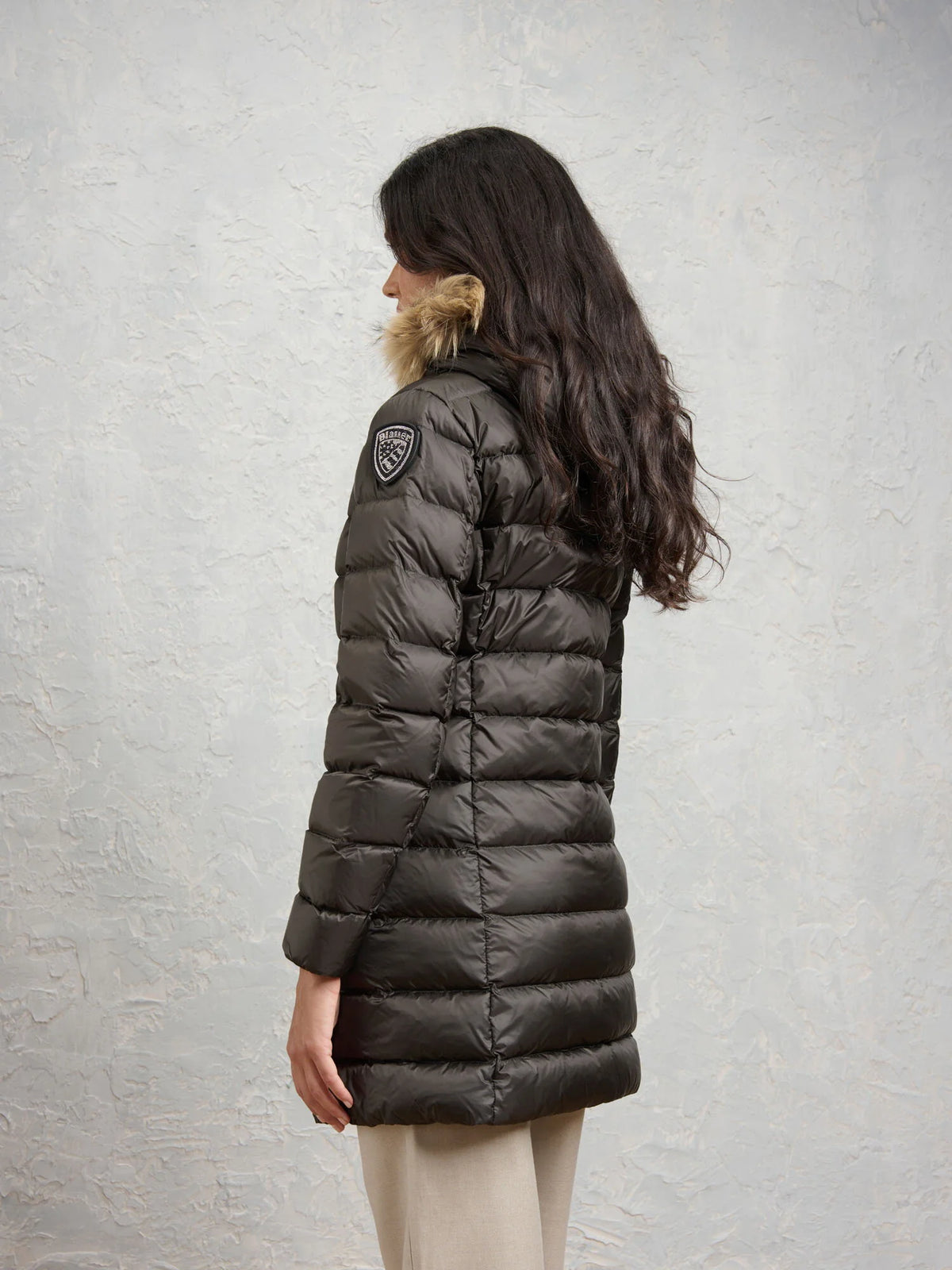 Blauer Kristin long down jacket — Peat — view 4