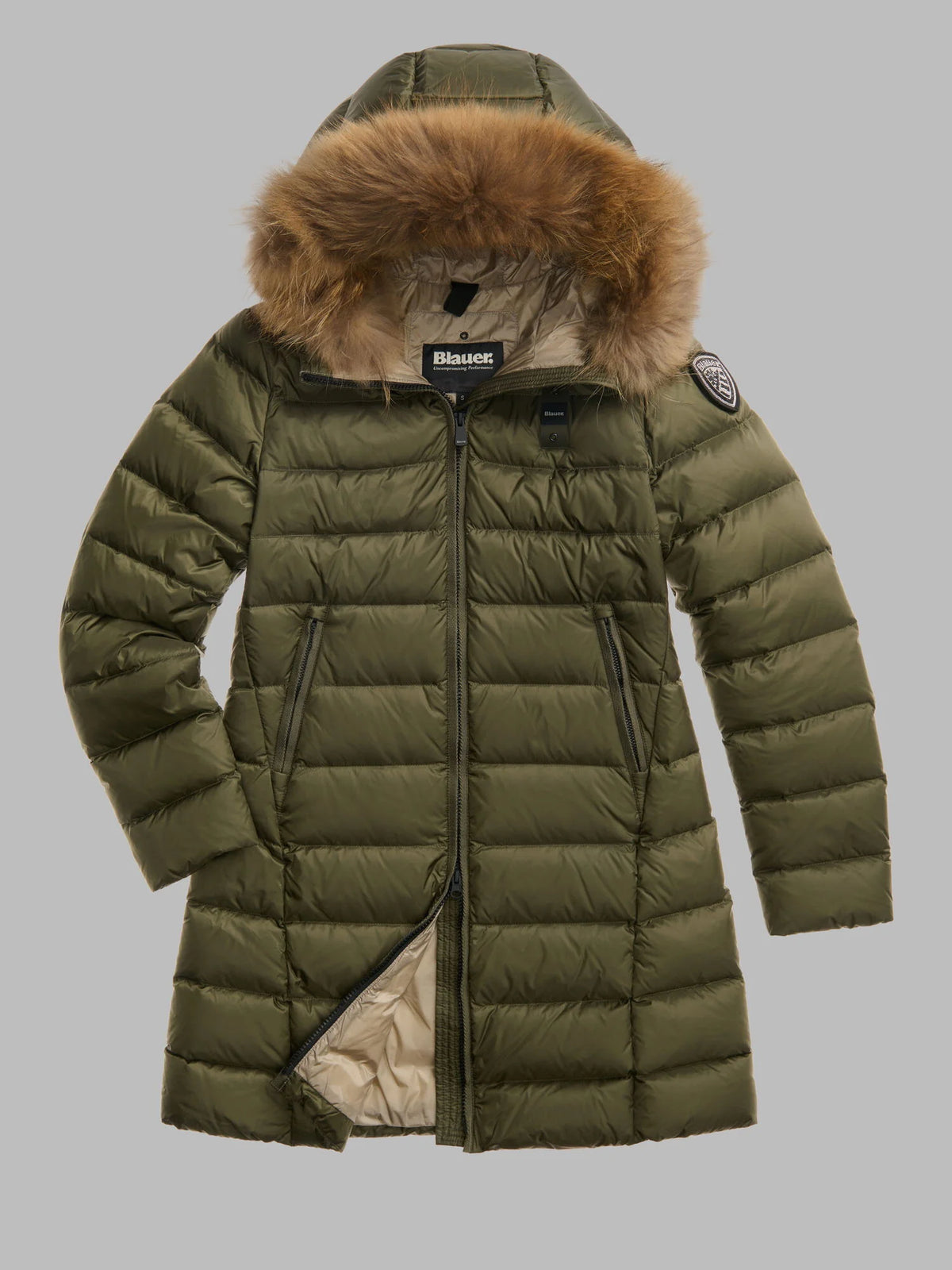 Blauer Kristin long down jacket — Dark olive — view 2