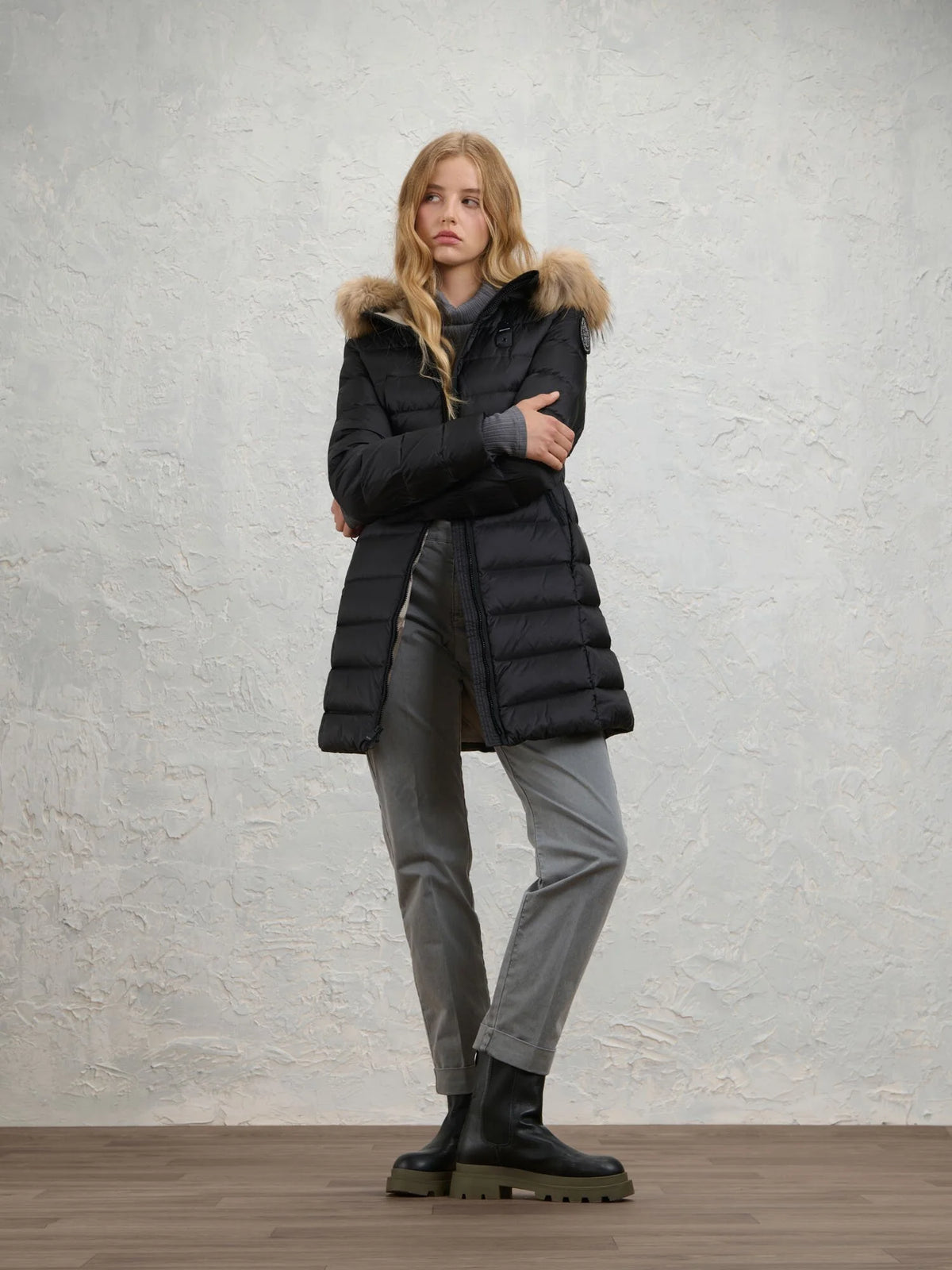 Blauer Kristin long down jacket — Black — view 3