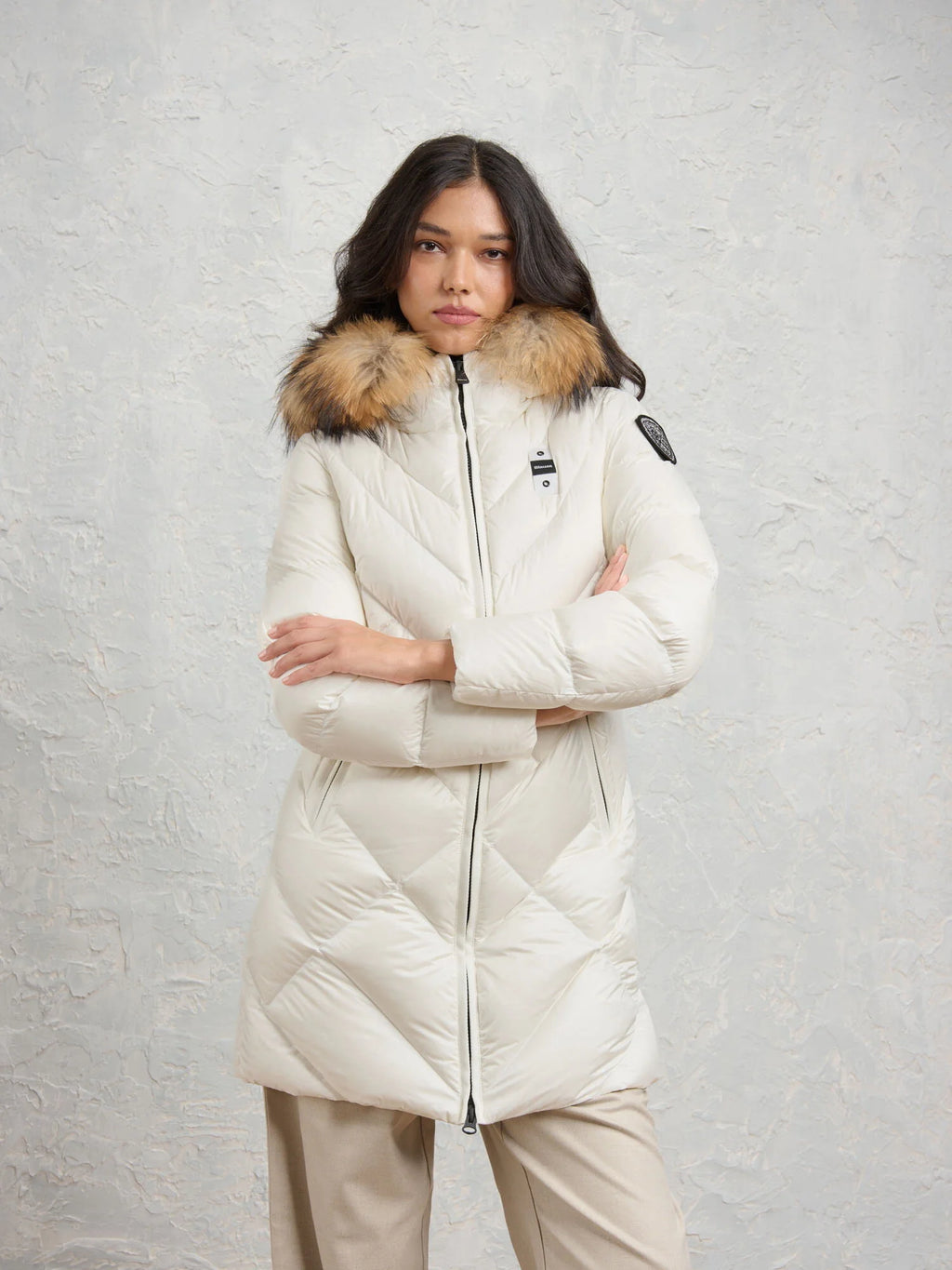 Blauer Althea long down jacket — Optical white