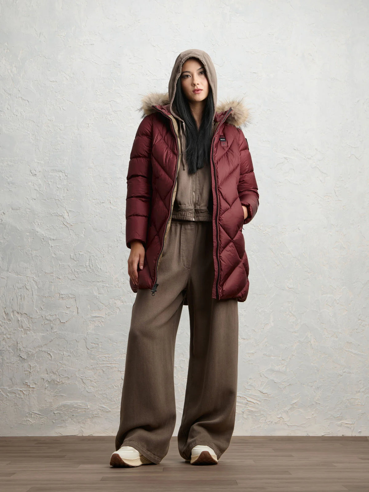 Piumino lungo Blauer Althea — Mogano — vista 3