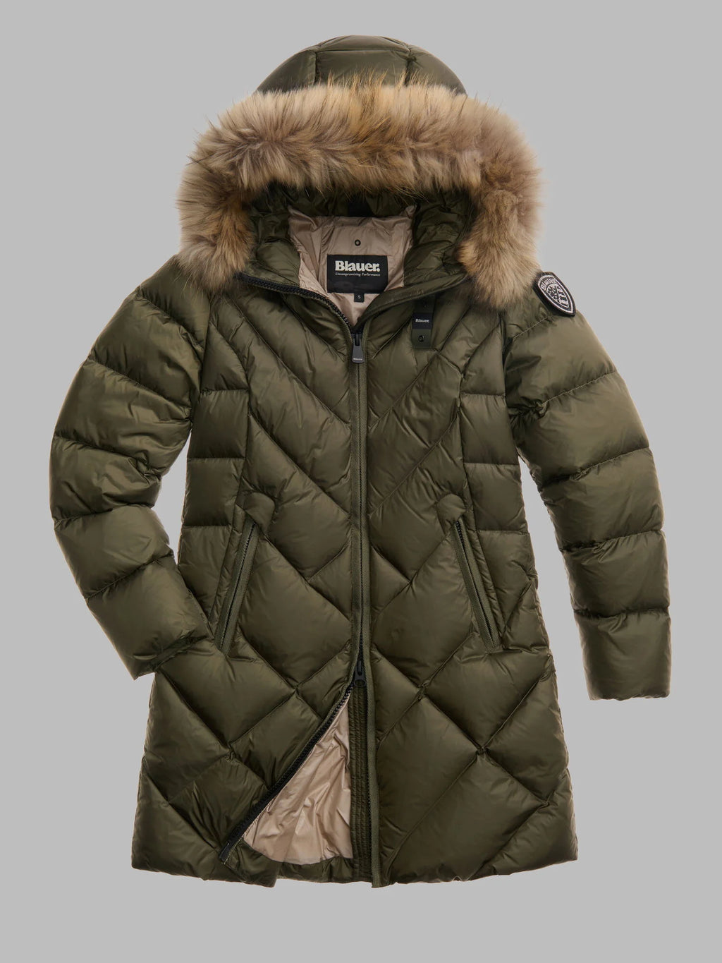 Blauer Althea long down jacket — Dark olive — view 2
