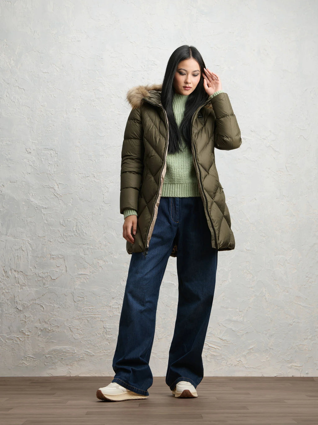 Blauer Althea long down jacket — Dark olive — view 3