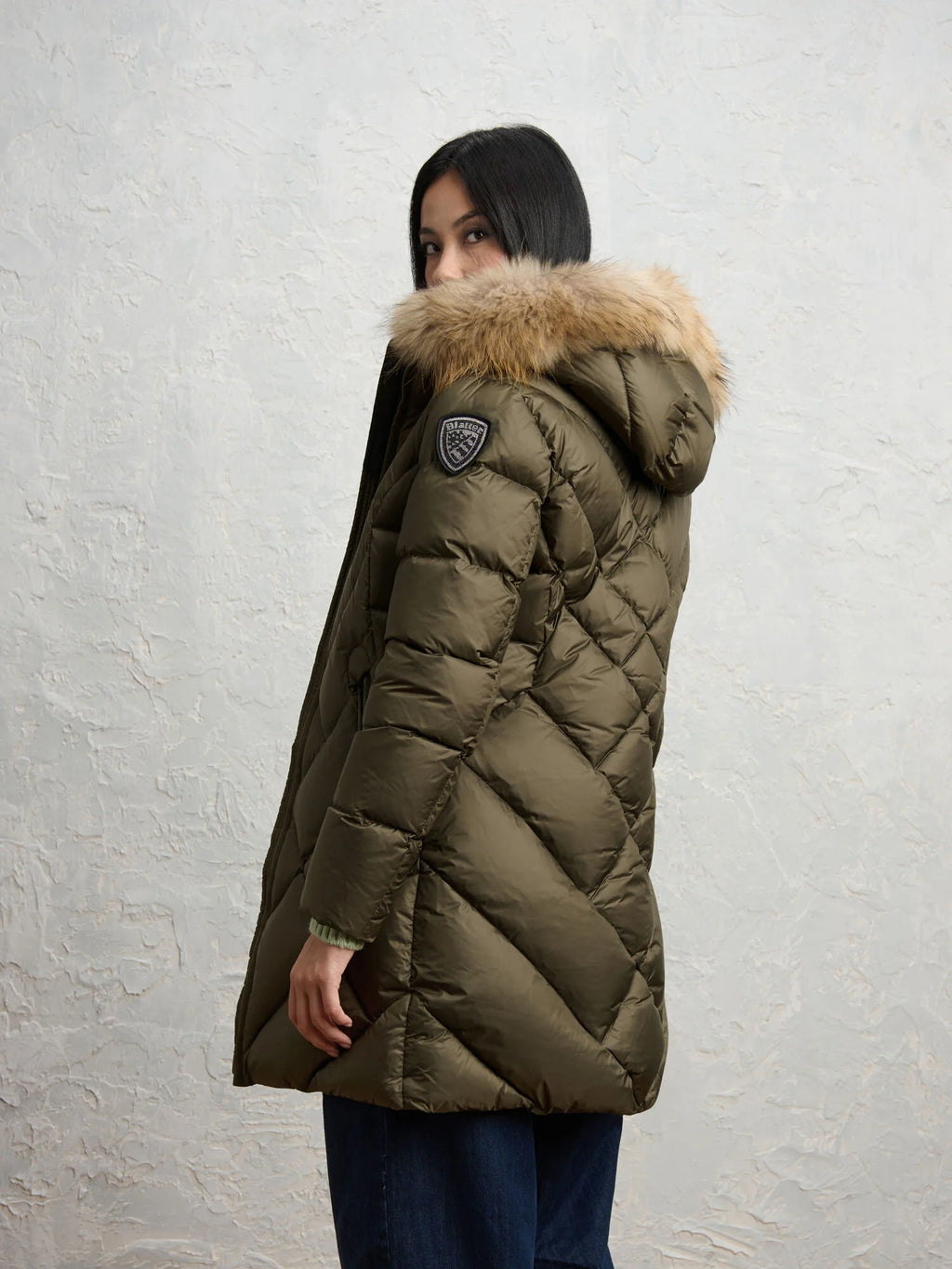 Blauer Althea long down jacket — Dark olive — view 4