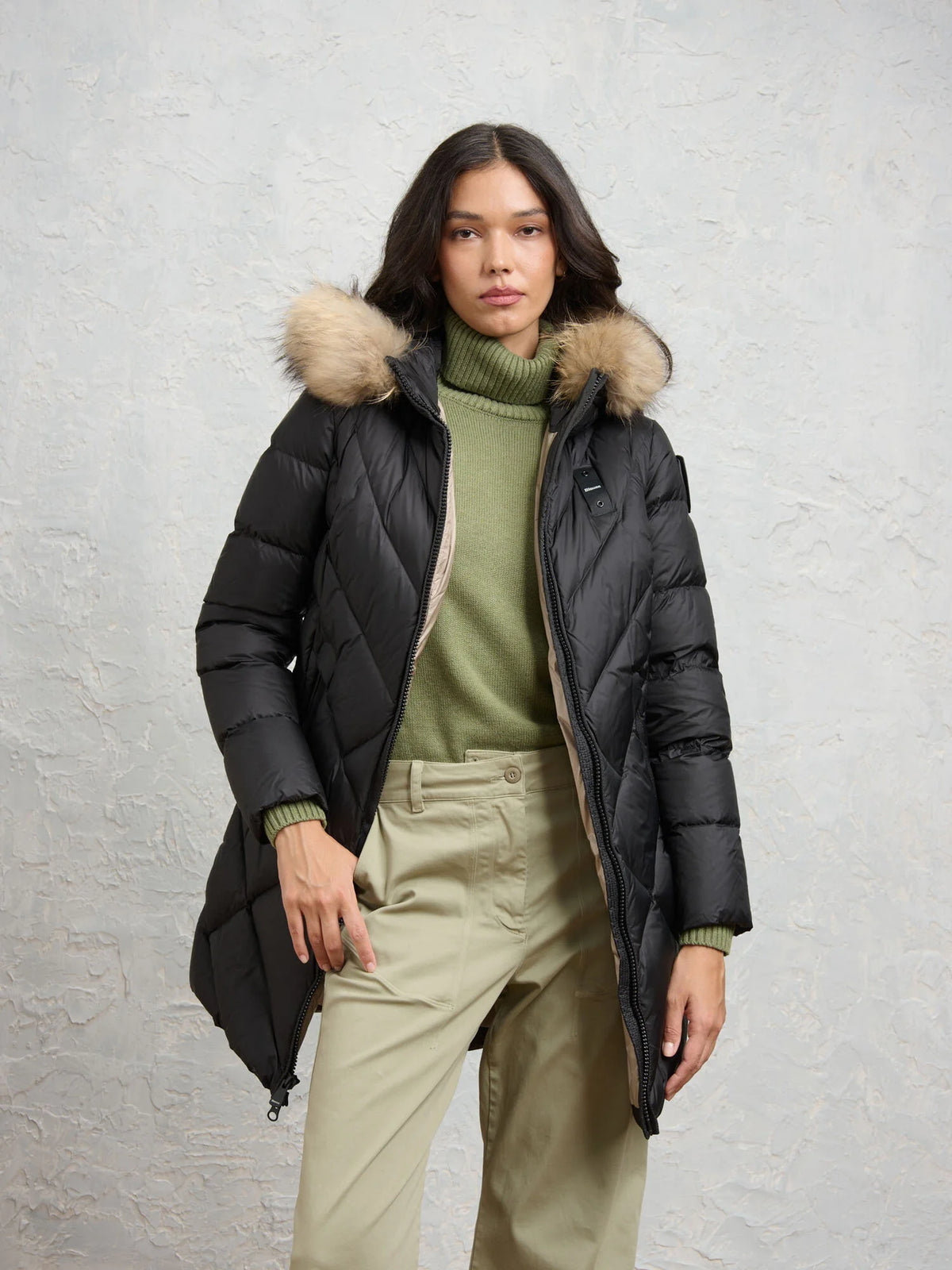 Blauer Althea long down jacket — Black