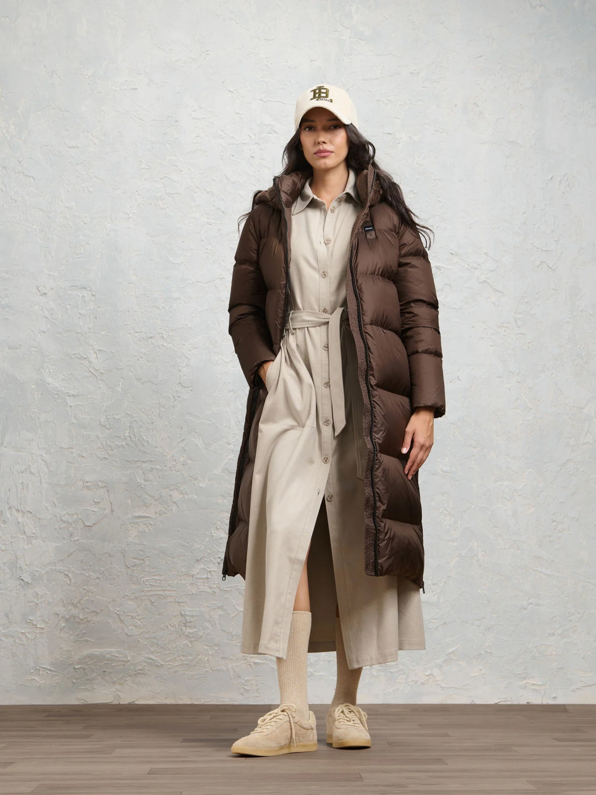 Blauer Celia long down jacket — Brown — view 3