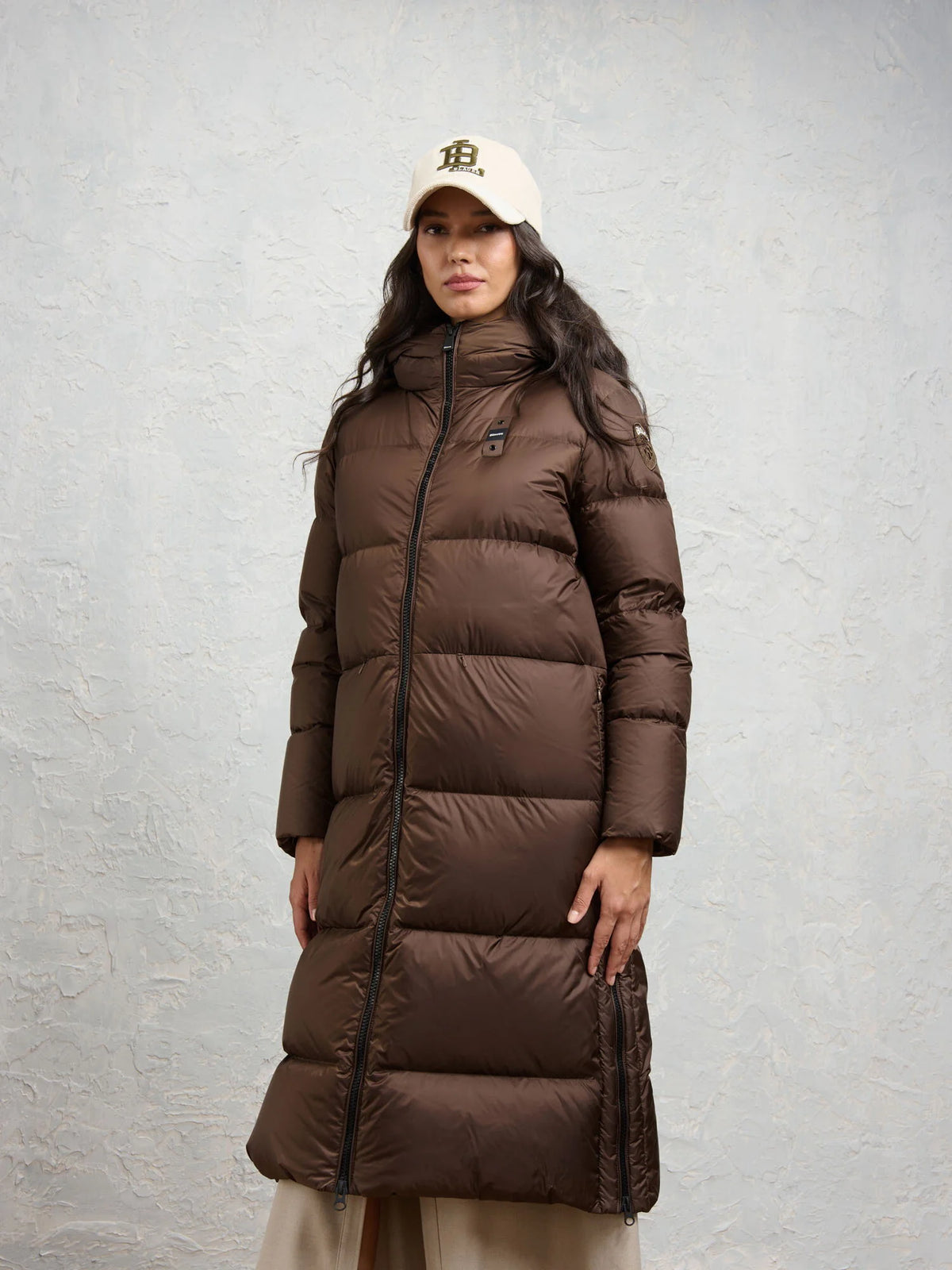Blauer Celia long down jacket — Brown