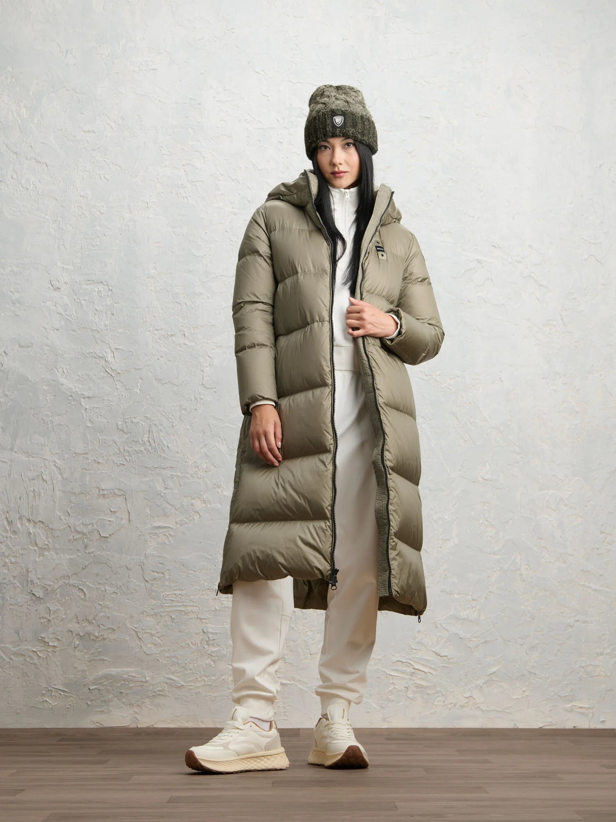 Blauer Celia long down jacket — Green — view 3