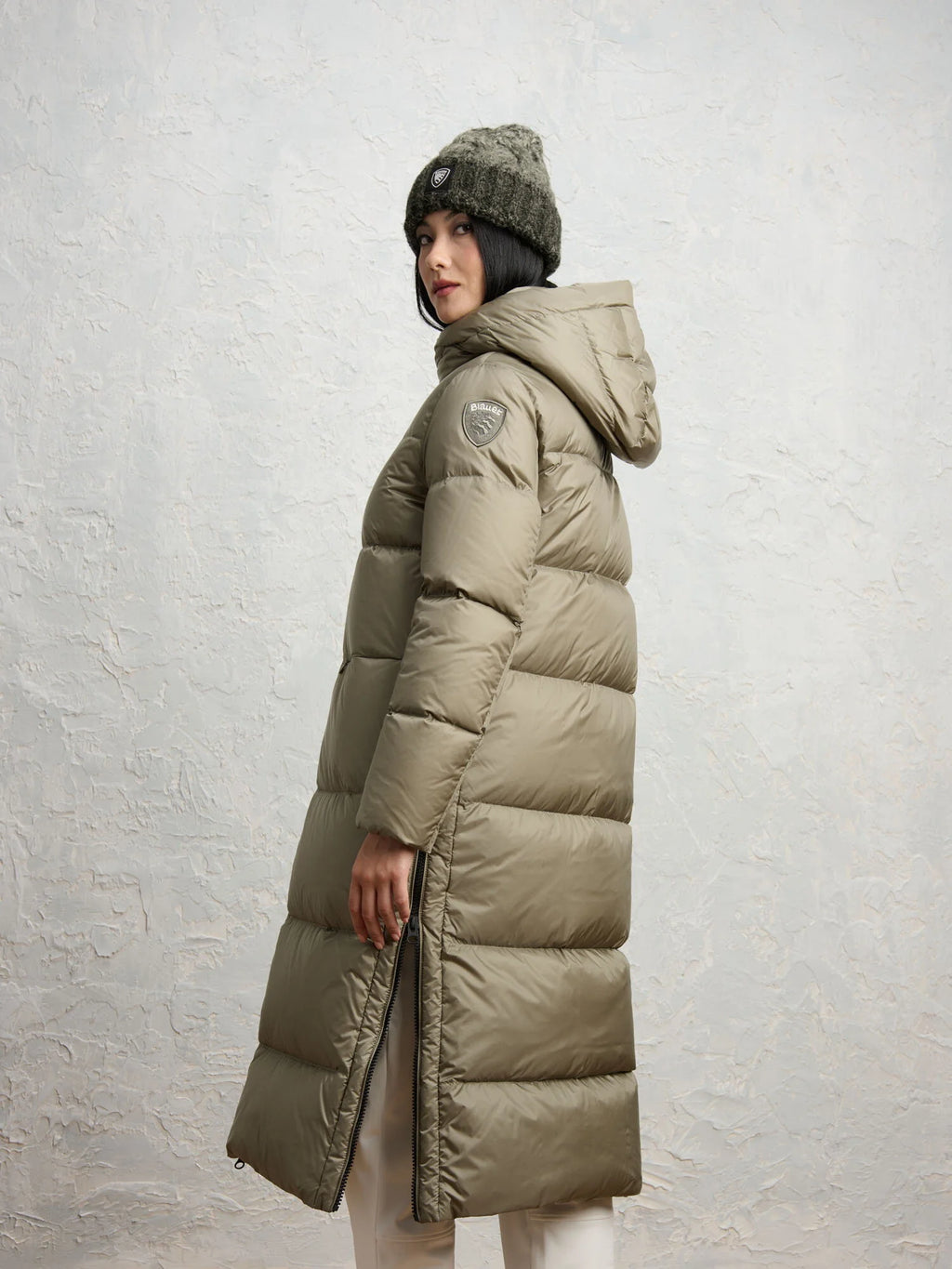 Blauer Celia long down jacket — Green — view 4