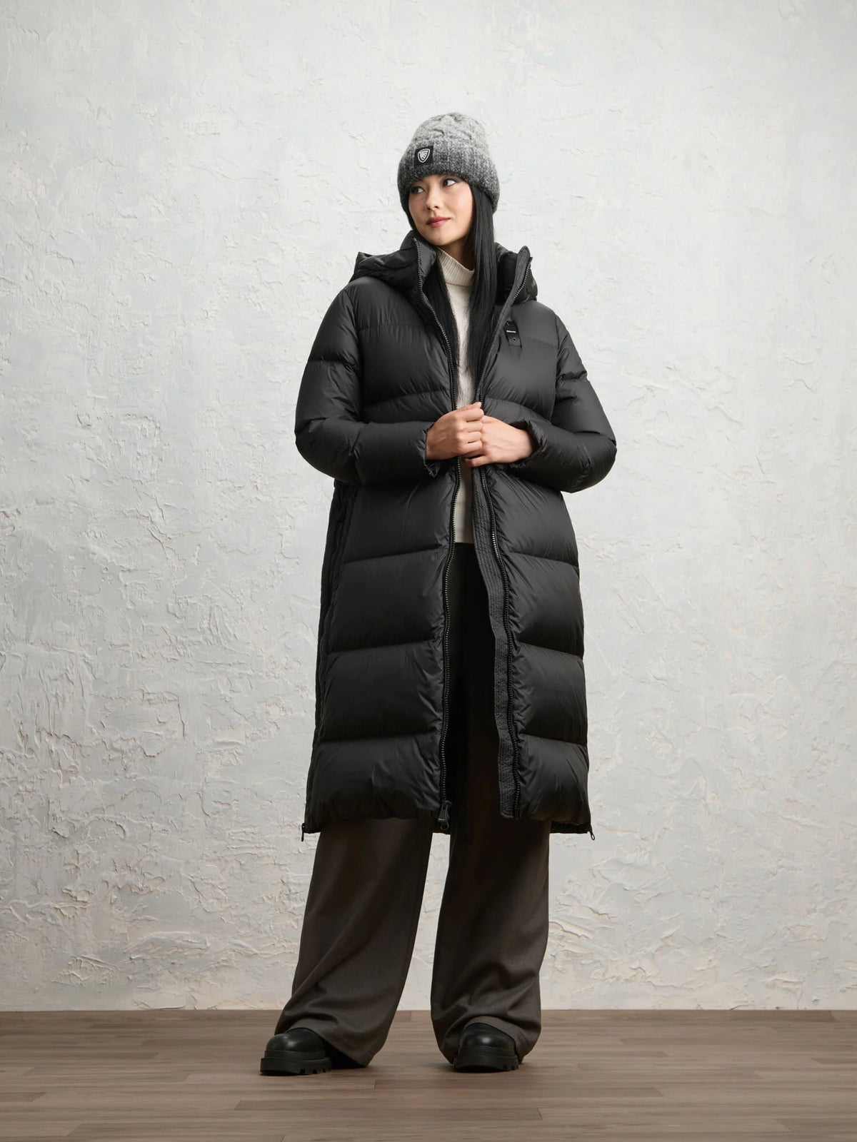 Blauer Celia long down jacket — Black — view 3