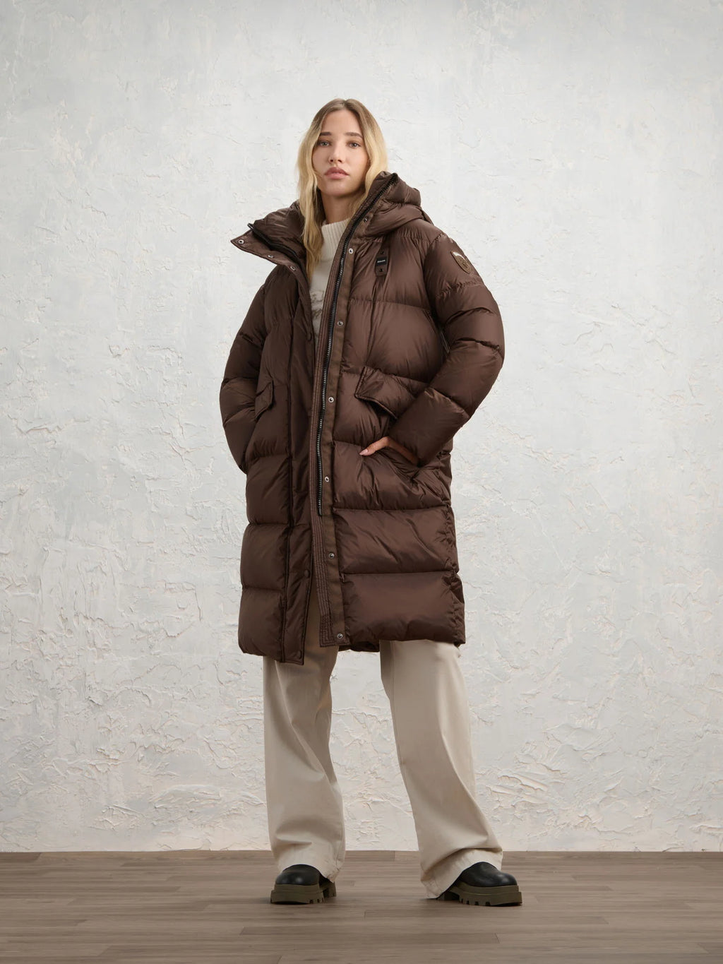 Blauer Lena long down jacket — Brown — view 3