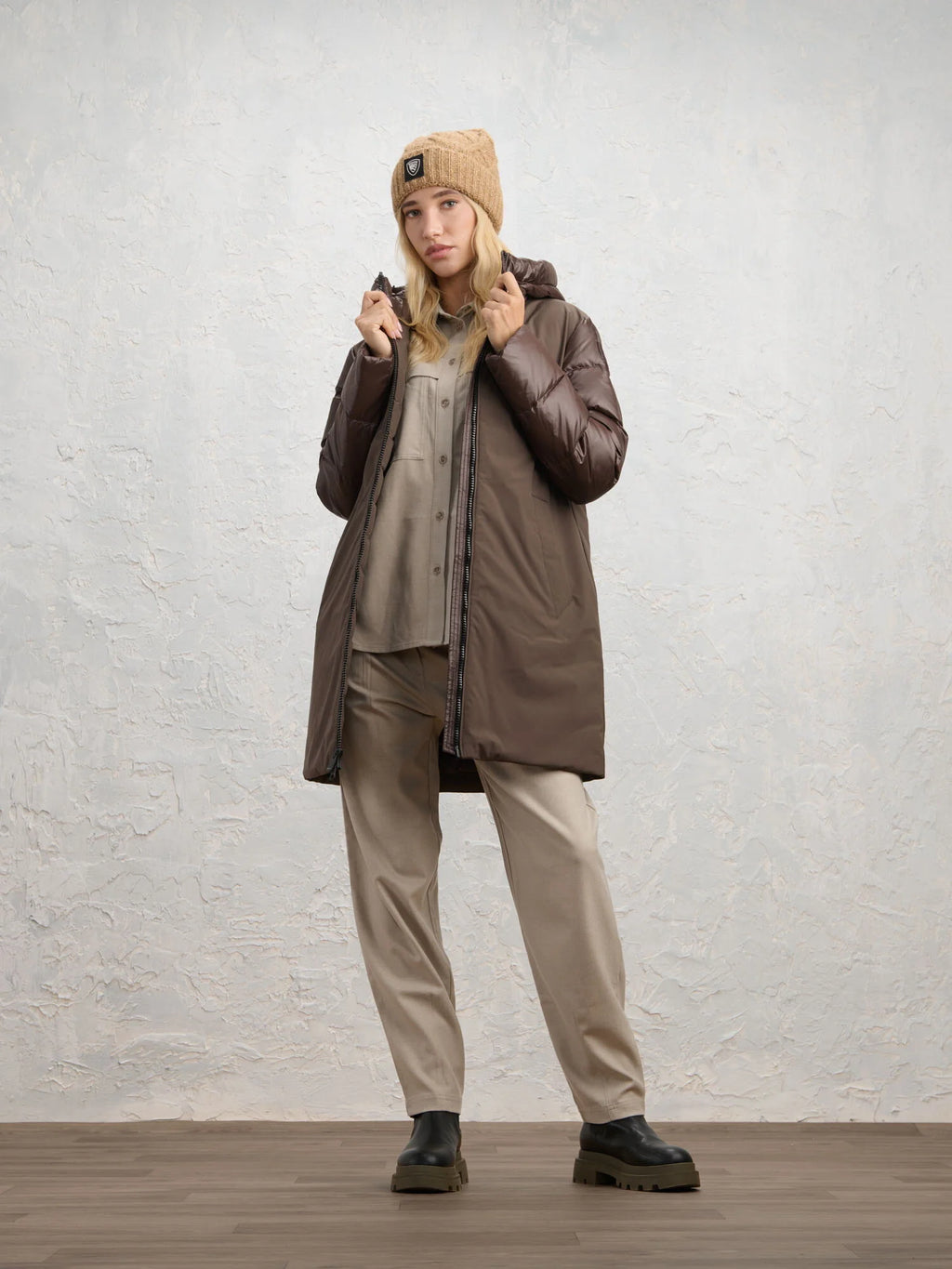 Piumino lungo Blauer Sawyer — Marrone — vista 3