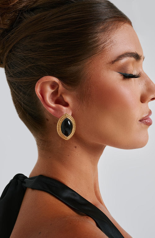 Boucles d'oreilles Azra — Noir/doré