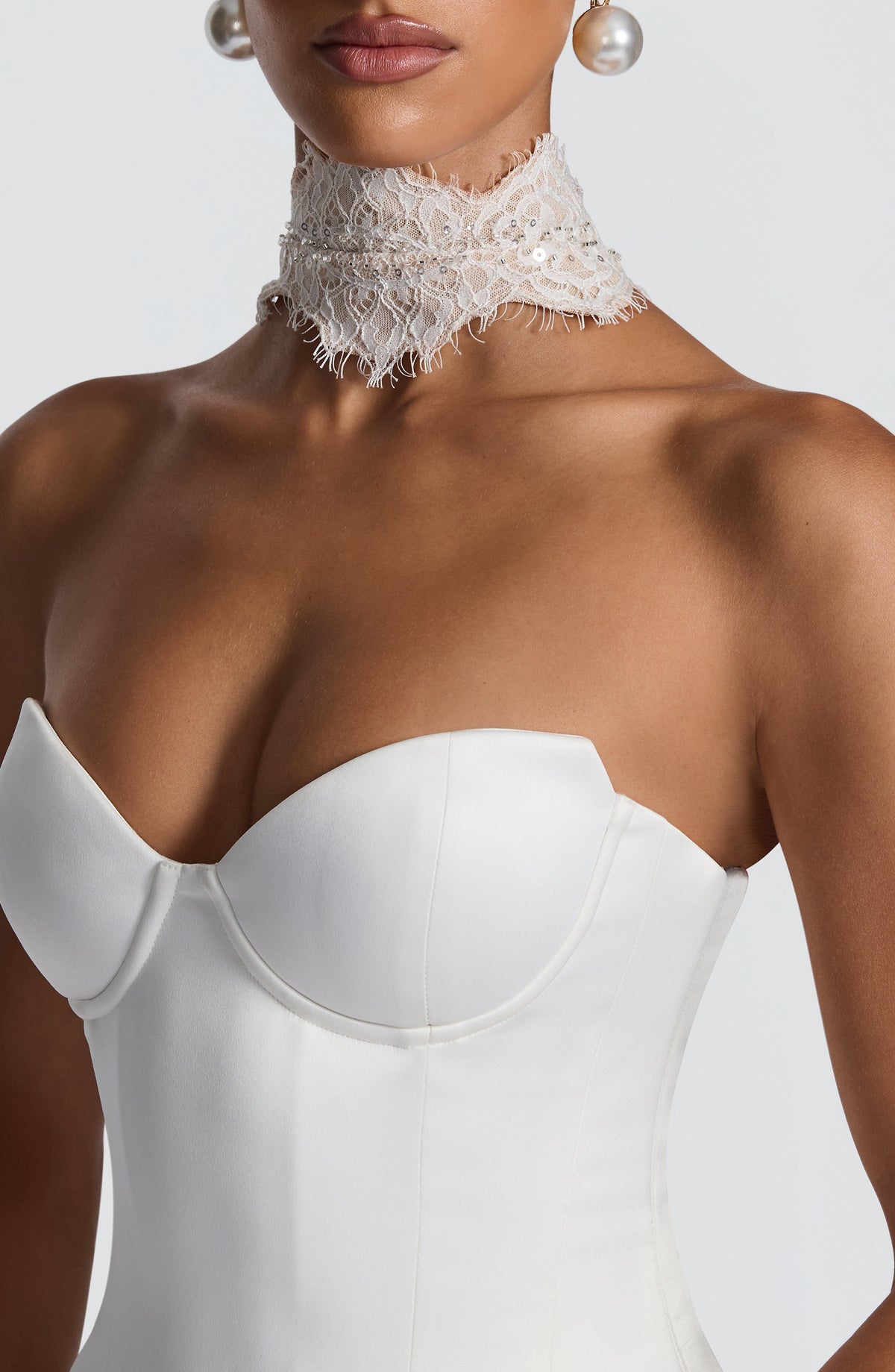 Voile col dentelle Ellie — Ivoire