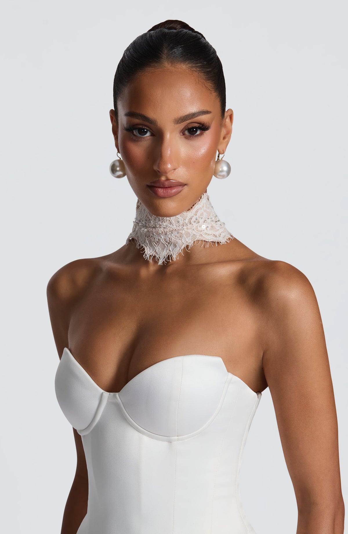 Voile col dentelle Ellie — Ivoire