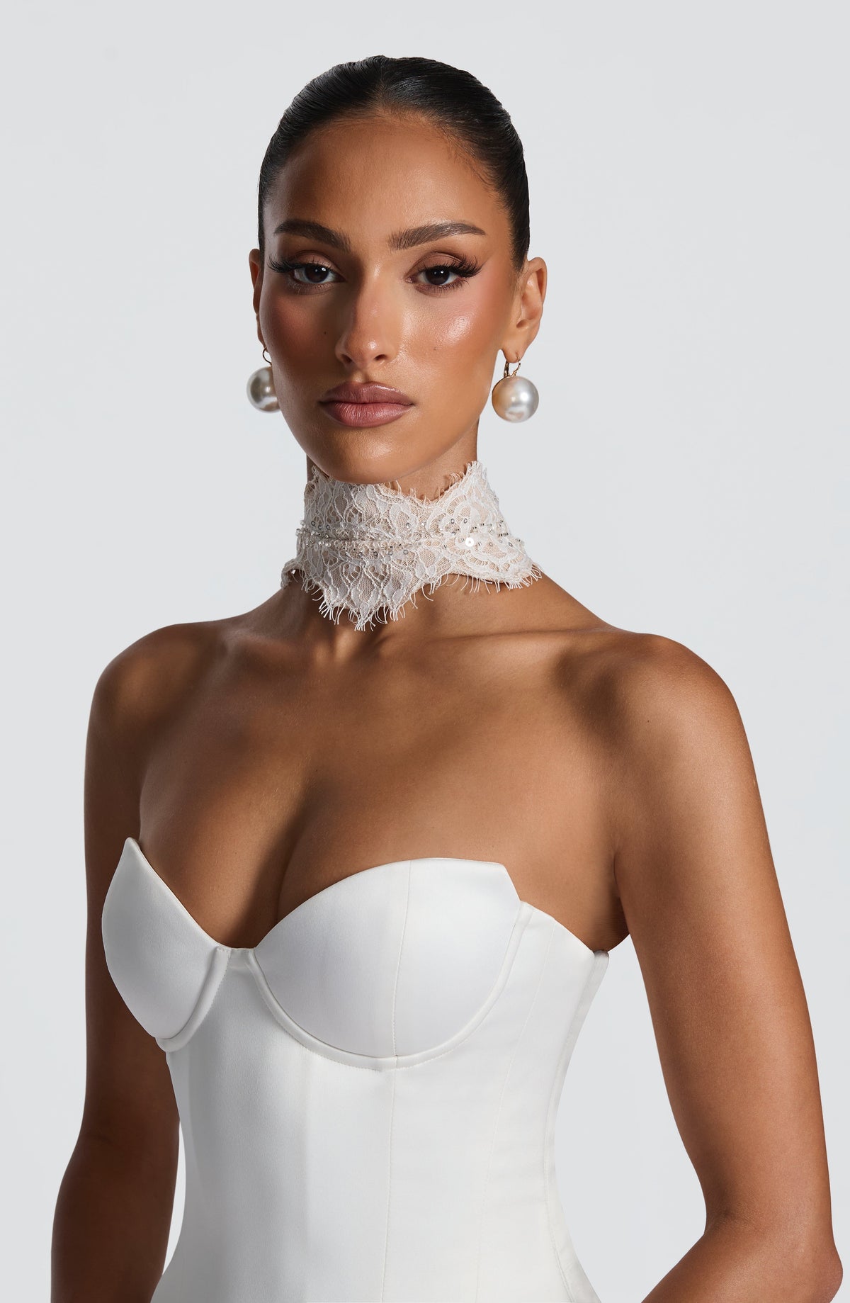 Voile col dentelle Ellie — Ivoire
