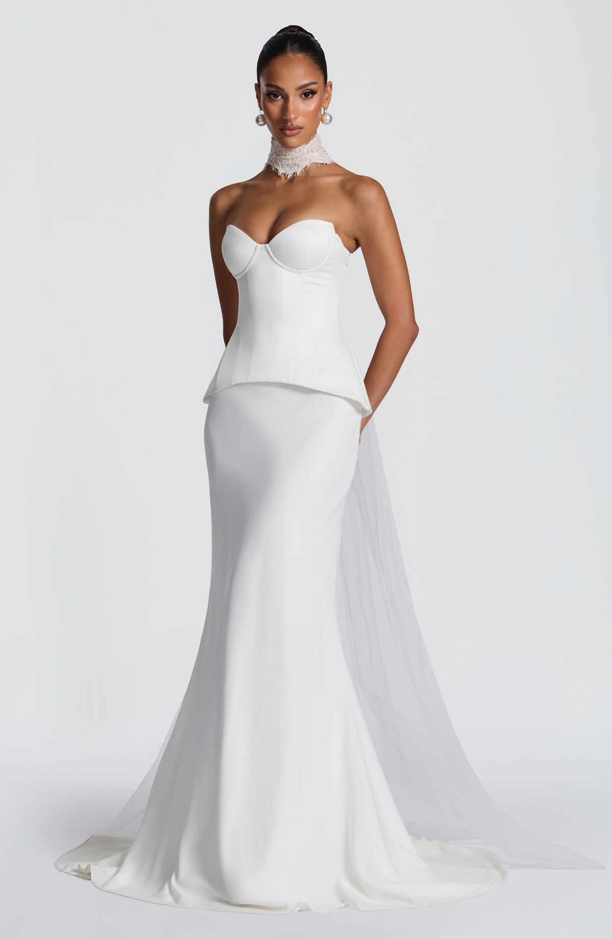 Voile col dentelle Ellie — Ivoire