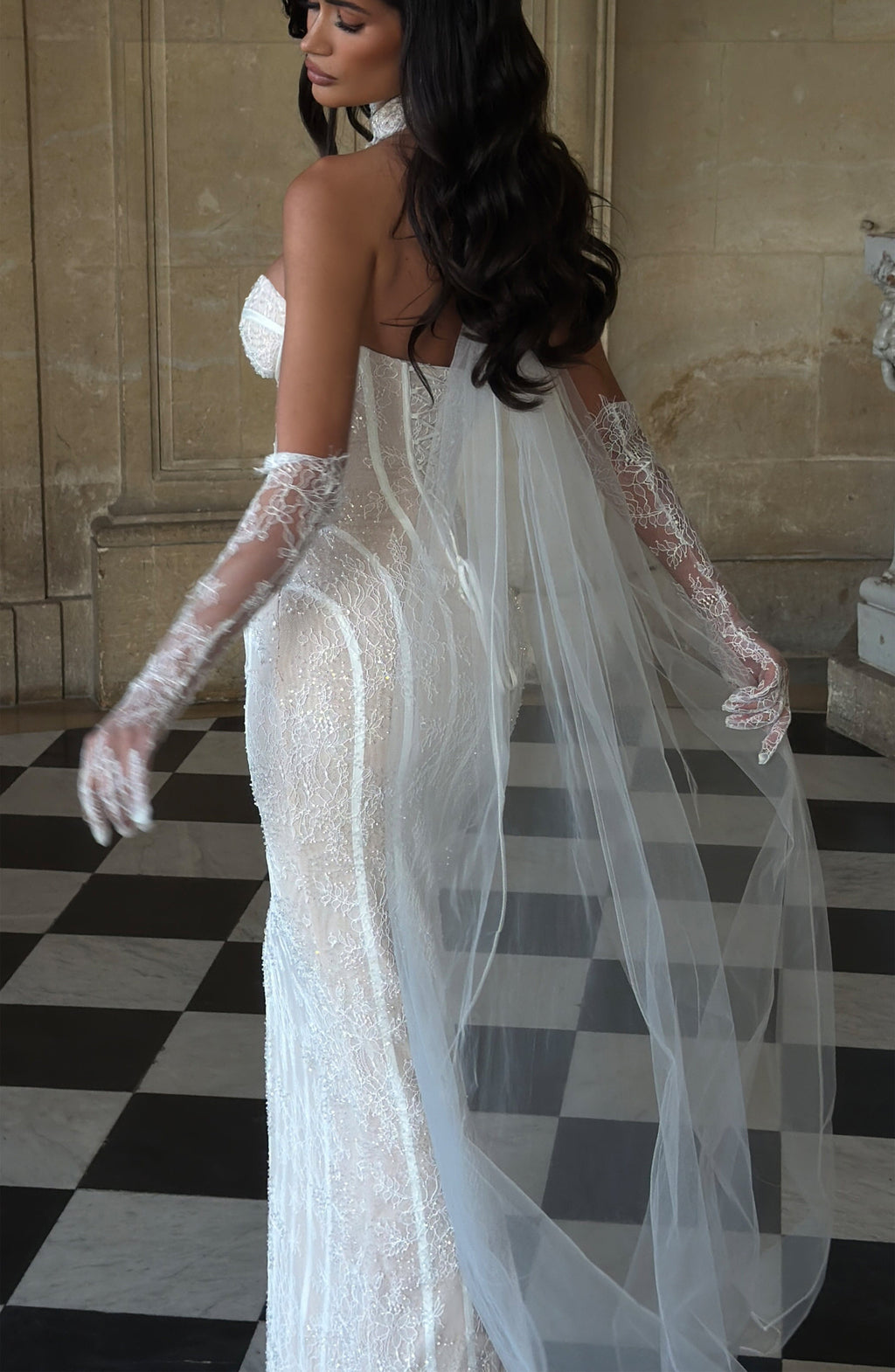 Voile col dentelle Ellie — Ivoire