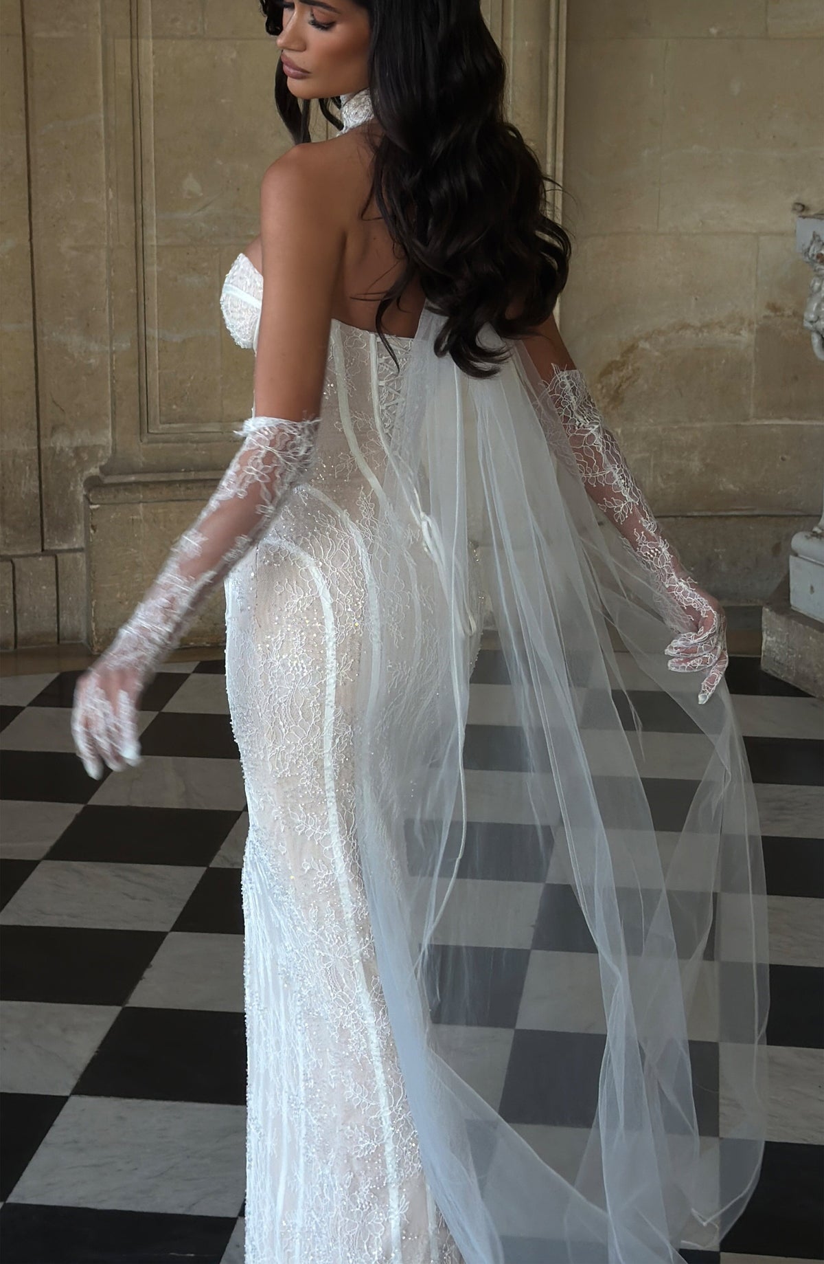 Voile col dentelle Ellie — Ivoire