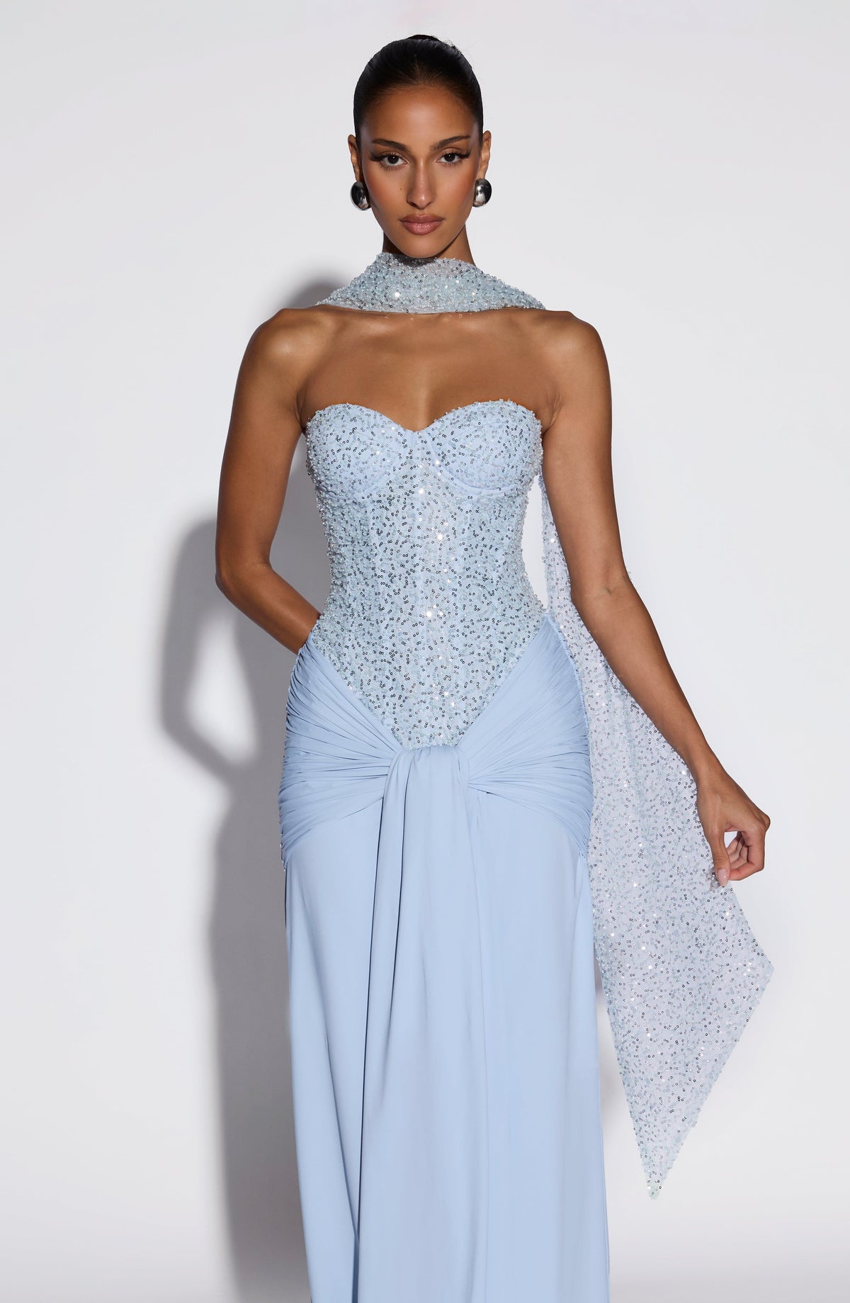 Foulard Miya — Bleu glacier