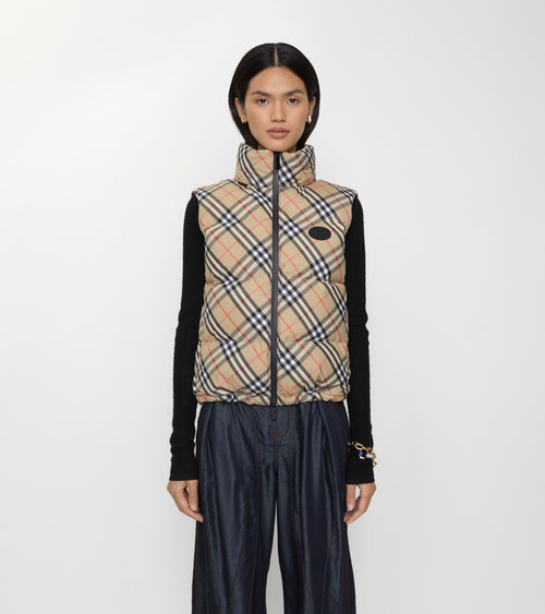 Burberry Check Puffer Gilet – Sand