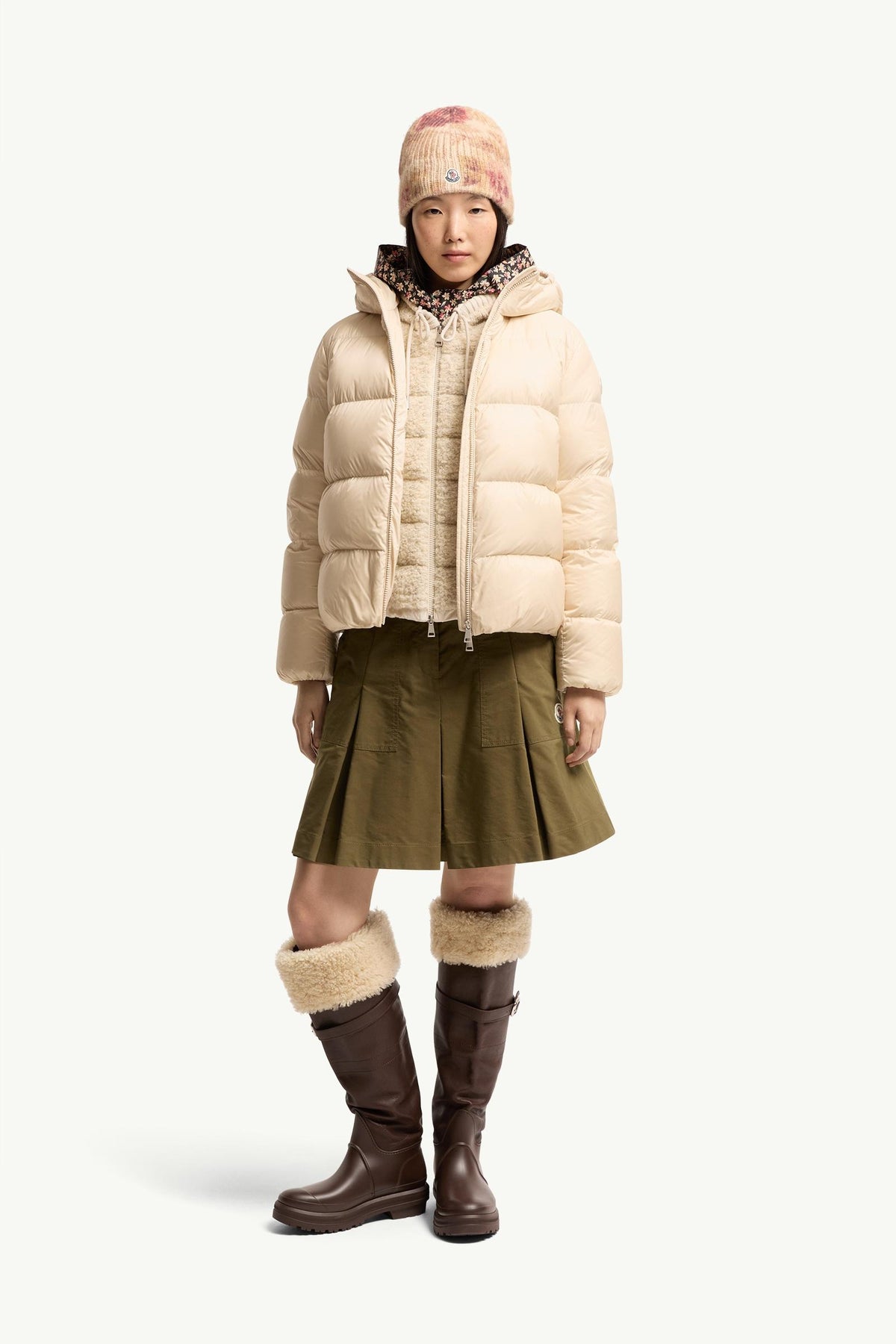 Moncler Feligule Hooded Short Down Jacket – Light Beige