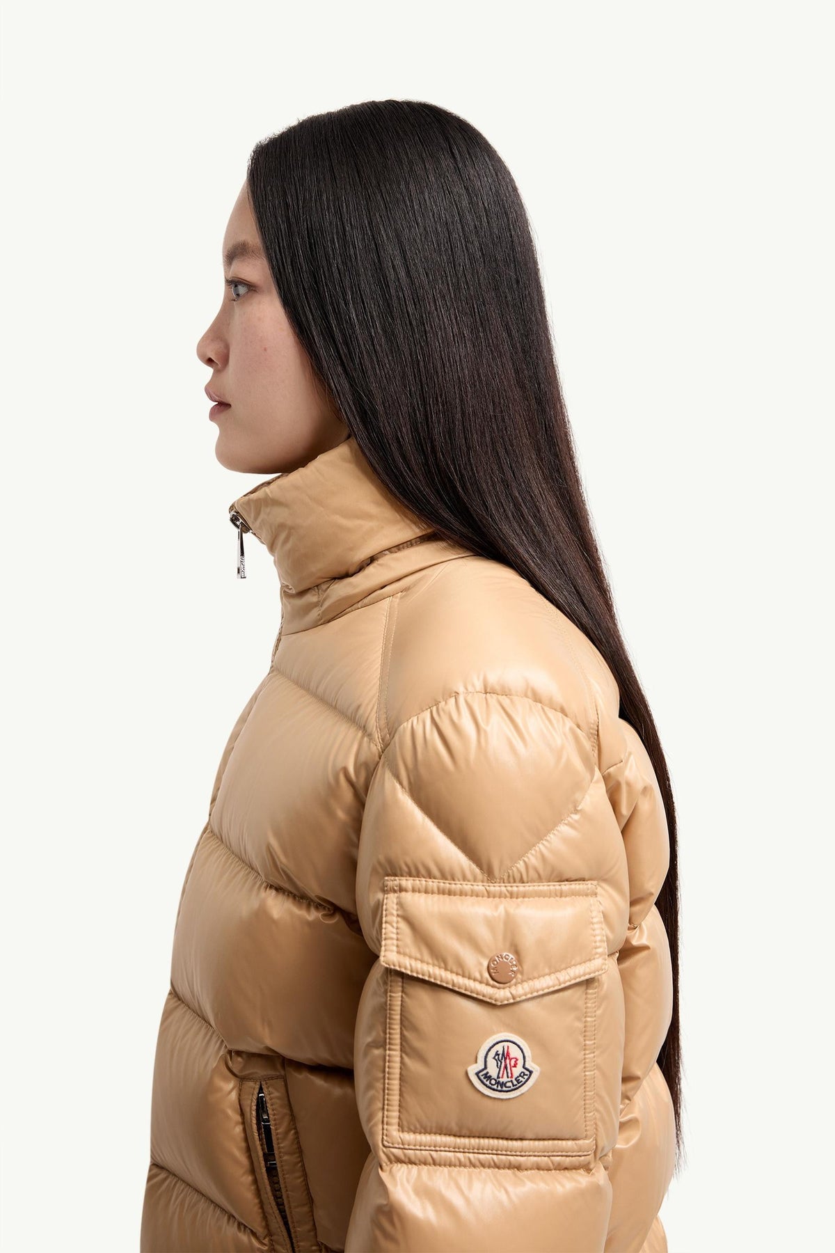 Moncler Maire Hooded Short Down Jacket – Camel Beige