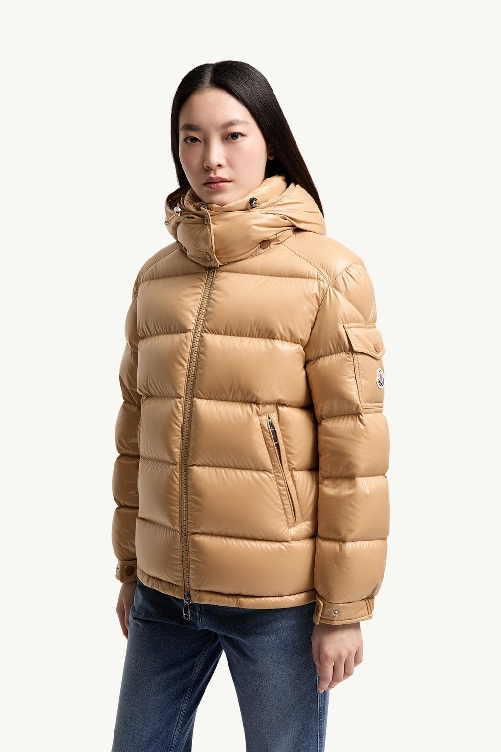 Moncler Maire Hooded Short Down Jacket – Camel Beige