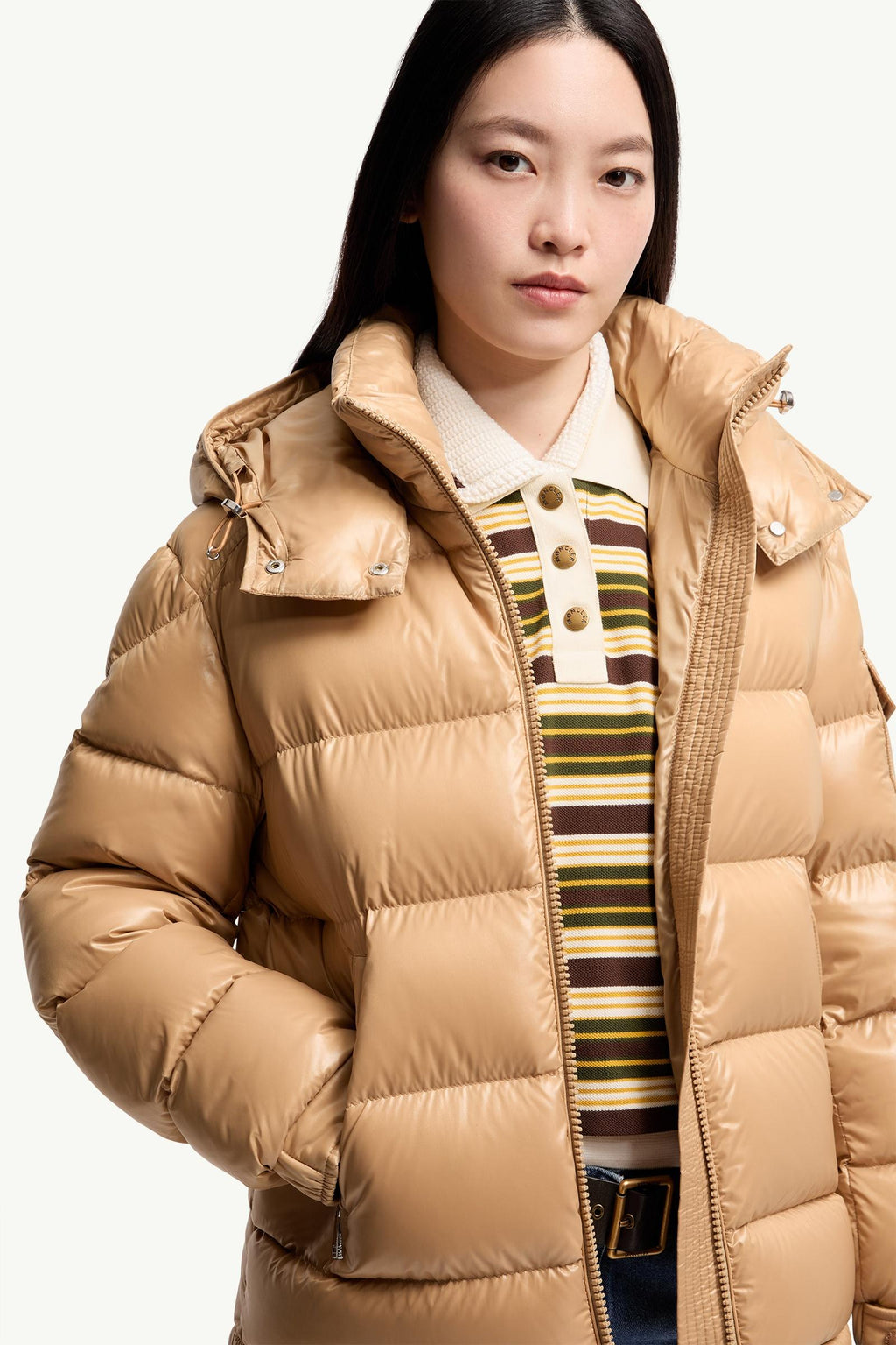 Moncler Maire Hooded Short Down Jacket – Camel Beige