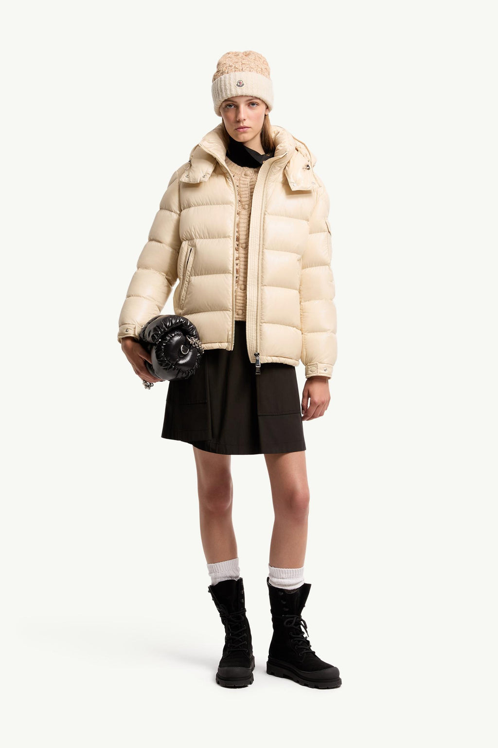 Moncler Maire Hooded Short Down Jacket – Beige