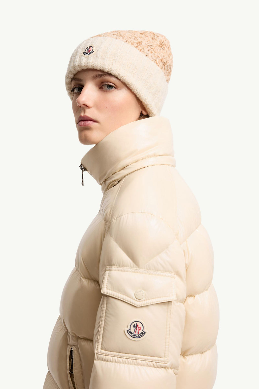 Moncler Maire Hooded Short Down Jacket – Beige