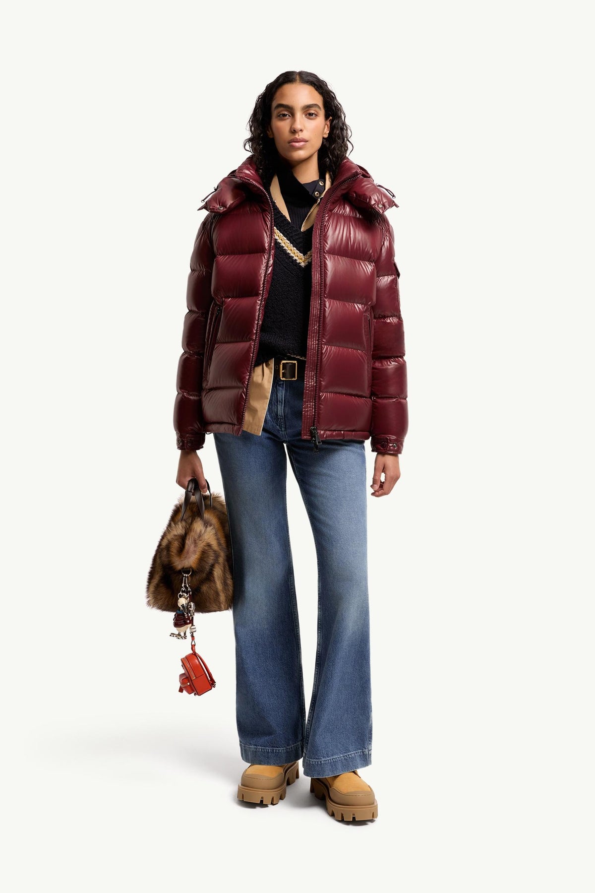 Moncler Maire Hooded Short Down Jacket – Burgundy